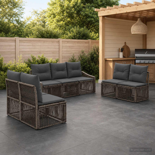 Tuinbankenset 7 pcs Grijs poly rattan is nu te koop bij PeponiXL, paradijselijk wonen!