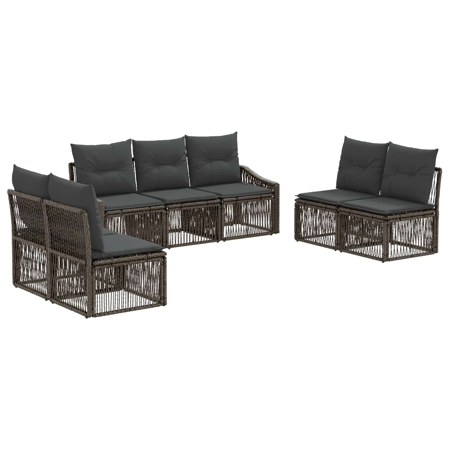 Tuinbankenset 7 pcs Grijs poly rattan