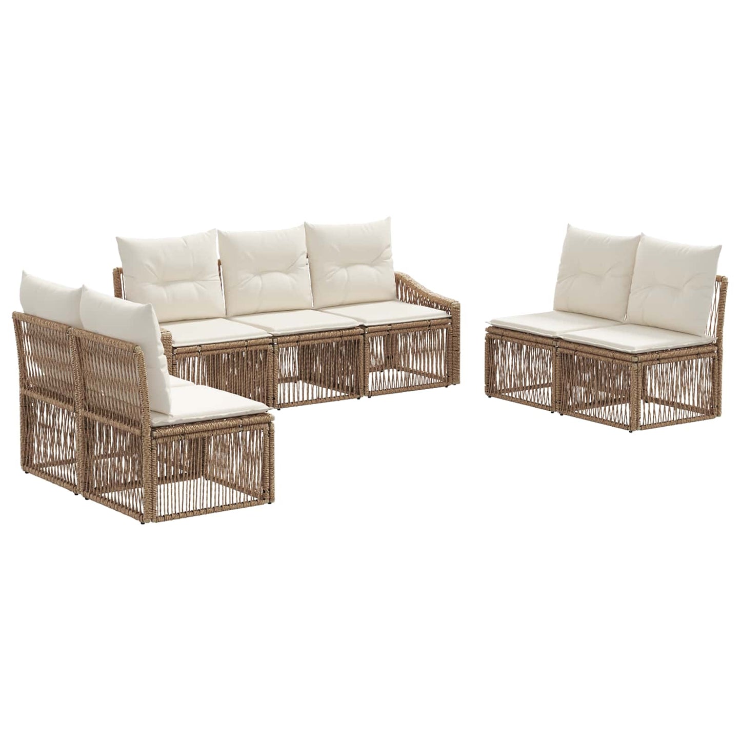 Tuinbankenset 7 pcs Beige poly rattan