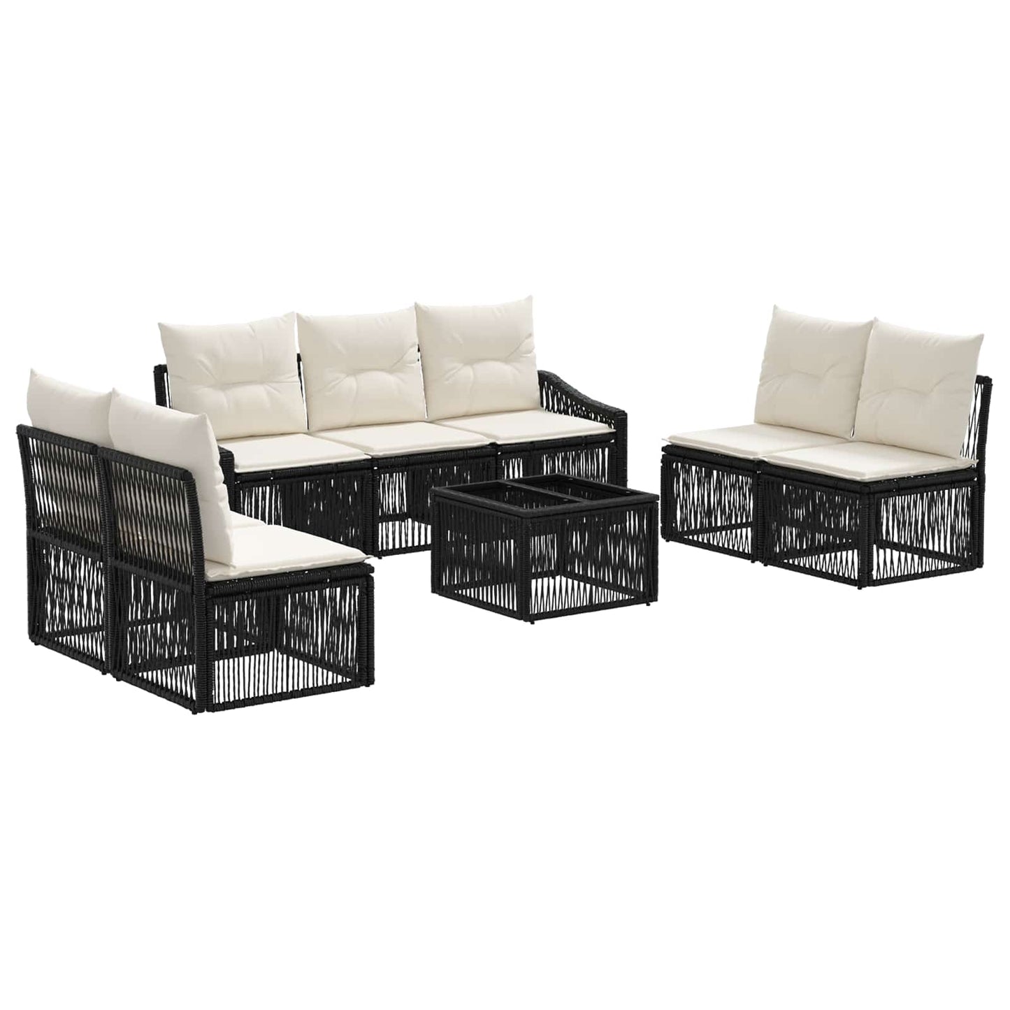 Tuinbankenset 8 pcs Zwart poly rattan is nu te koop bij PeponiXL, paradijselijk wonen!