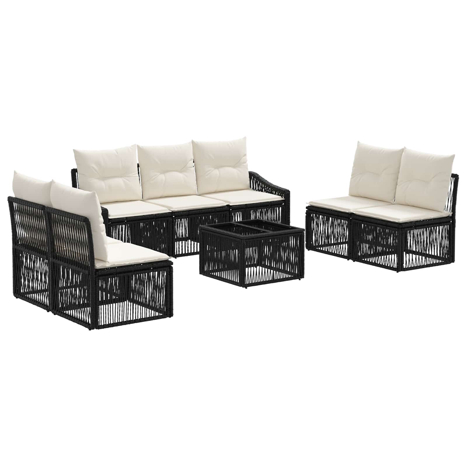 Tuinbankenset 8 pcs Zwart poly rattan is nu te koop bij PeponiXL, paradijselijk wonen!