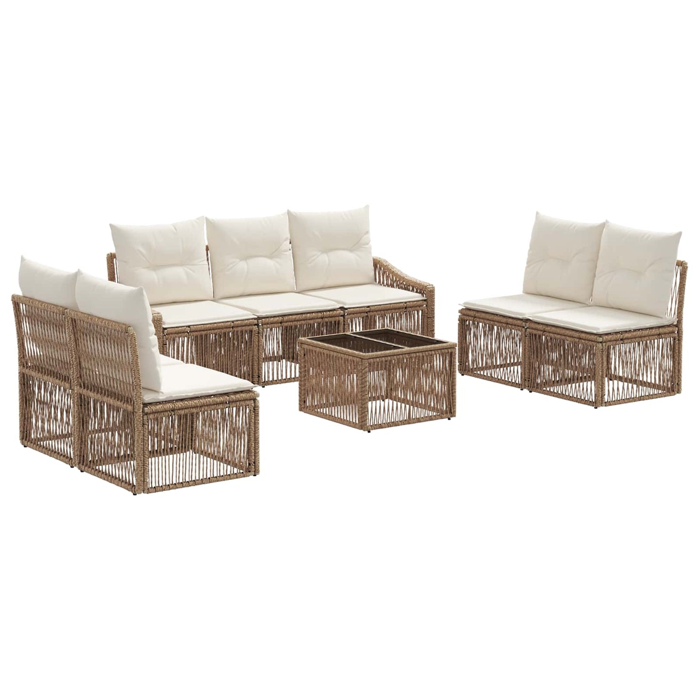 Tuinbankenset 8 pcs Beige poly rattan is nu te koop bij PeponiXL, paradijselijk wonen!