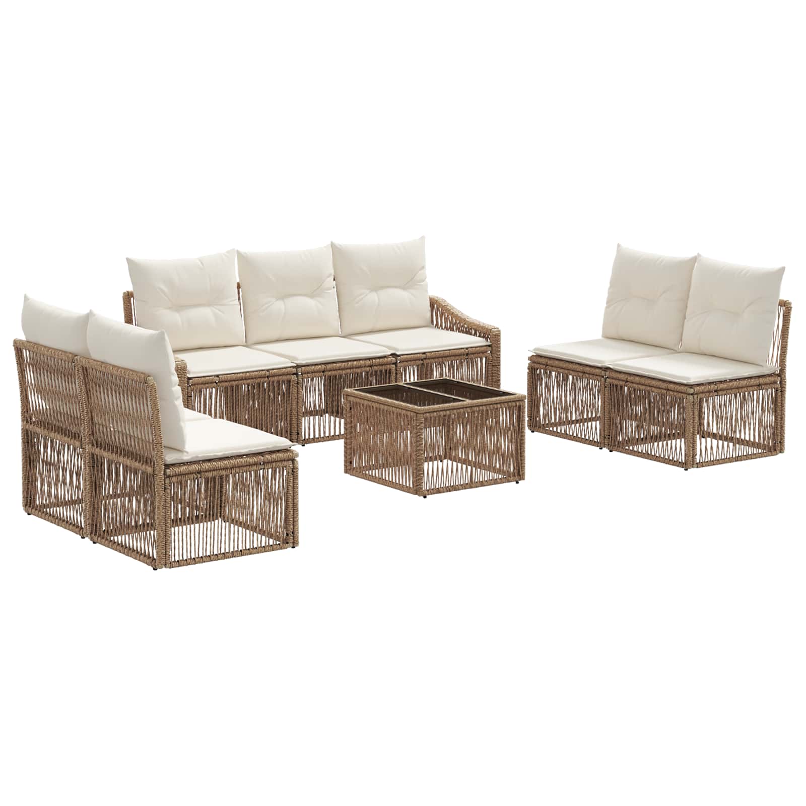 Tuinbankenset 8 pcs Beige poly rattan is nu te koop bij PeponiXL, paradijselijk wonen!