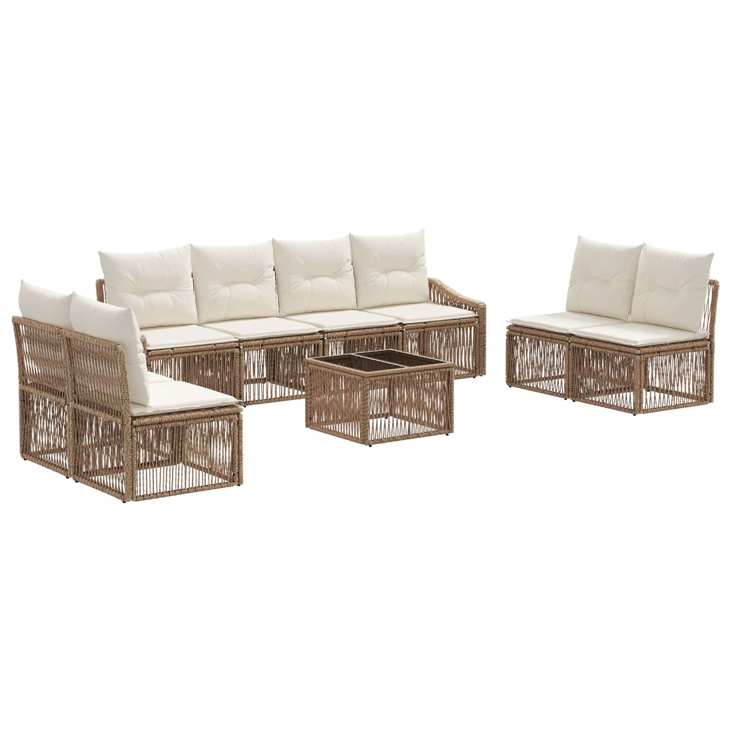 Tuinbankenset 9 pcs Beige poly rattan is nu te koop bij PeponiXL, paradijselijk wonen!