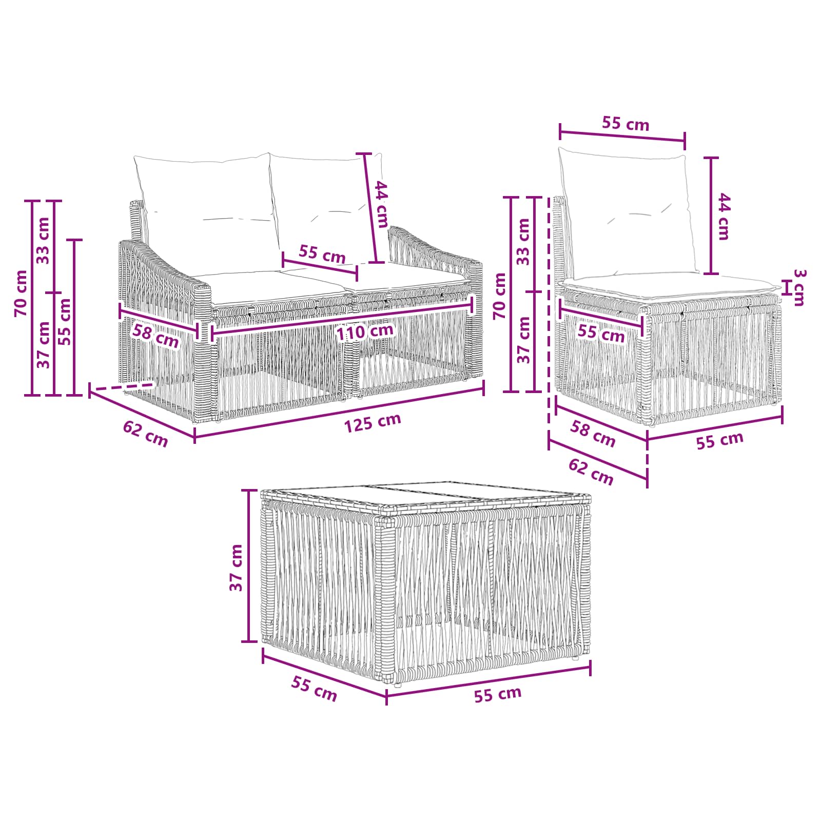 Tuinbankenset 9 pcs Beige poly rattan is nu te koop bij PeponiXL, paradijselijk wonen!
