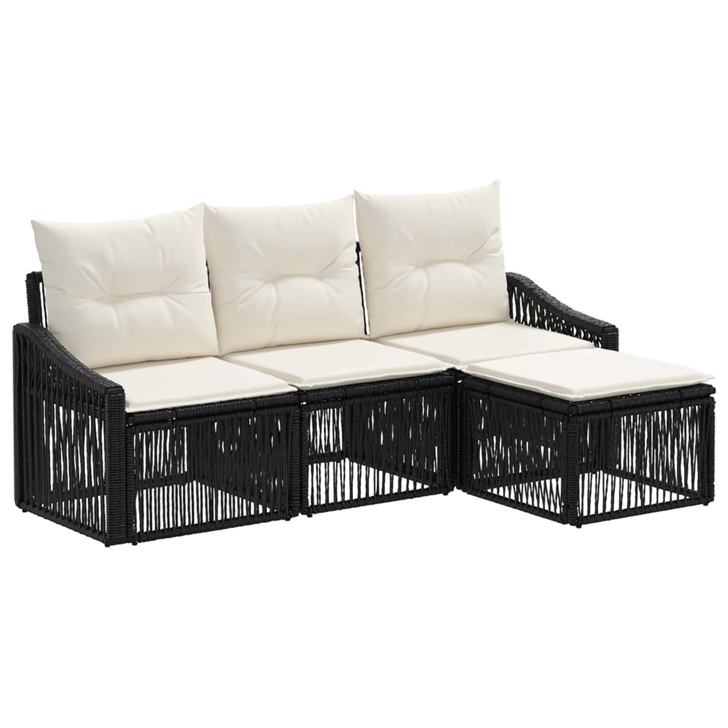 Tuinbankenset 4 pcs Zwart poly rattan is nu te koop bij PeponiXL, paradijselijk wonen!
