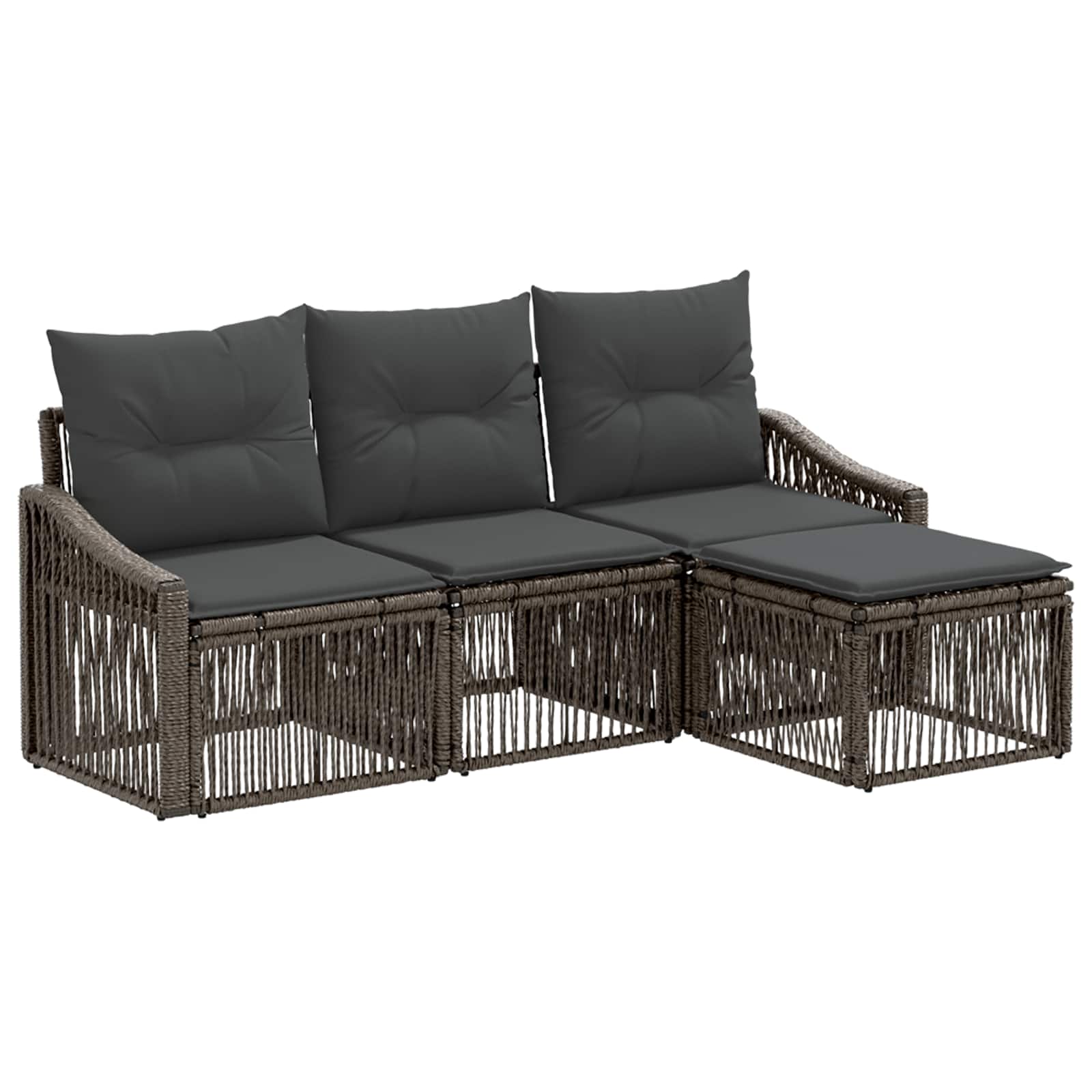 Tuinbankenset 4 pcs Grijs poly rattan is nu te koop bij PeponiXL, paradijselijk wonen!