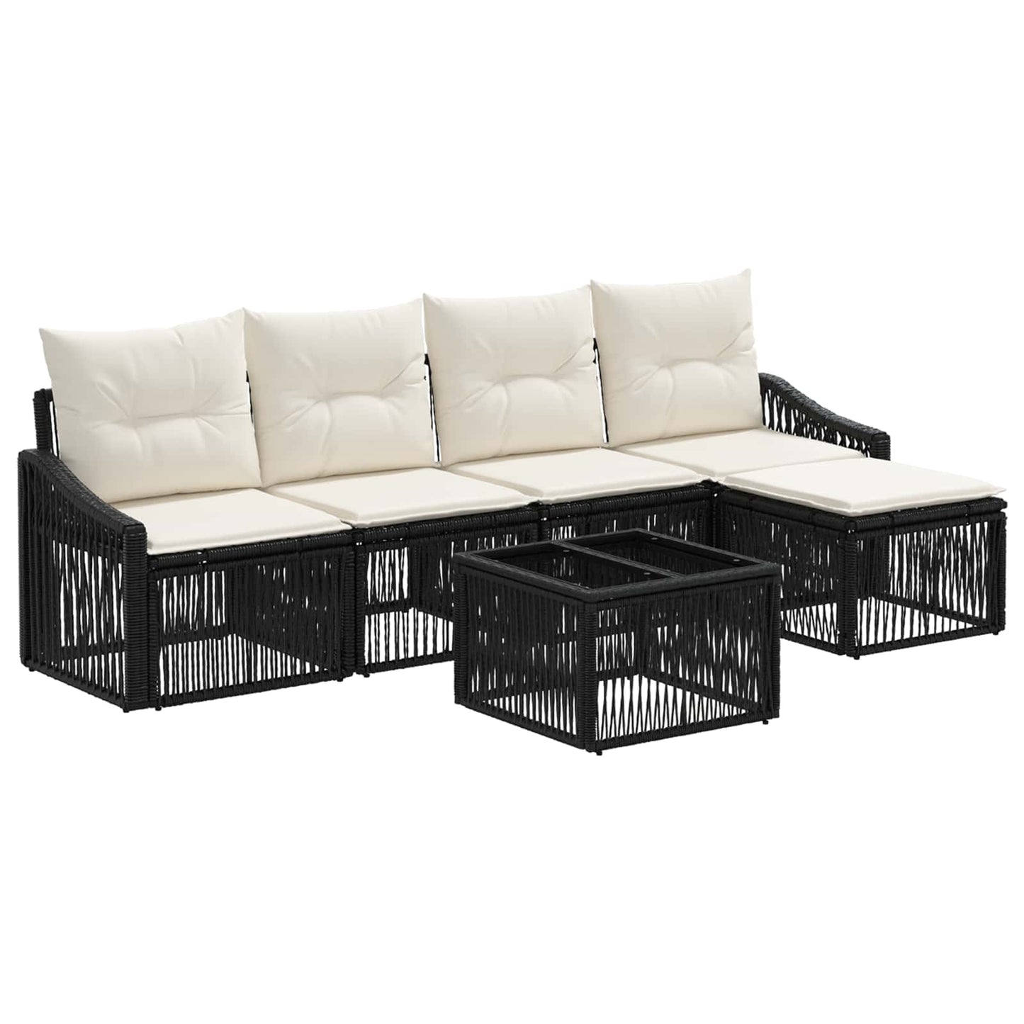 Tuinbankenset 6 pcs Zwart poly rattan is nu te koop bij PeponiXL, paradijselijk wonen!