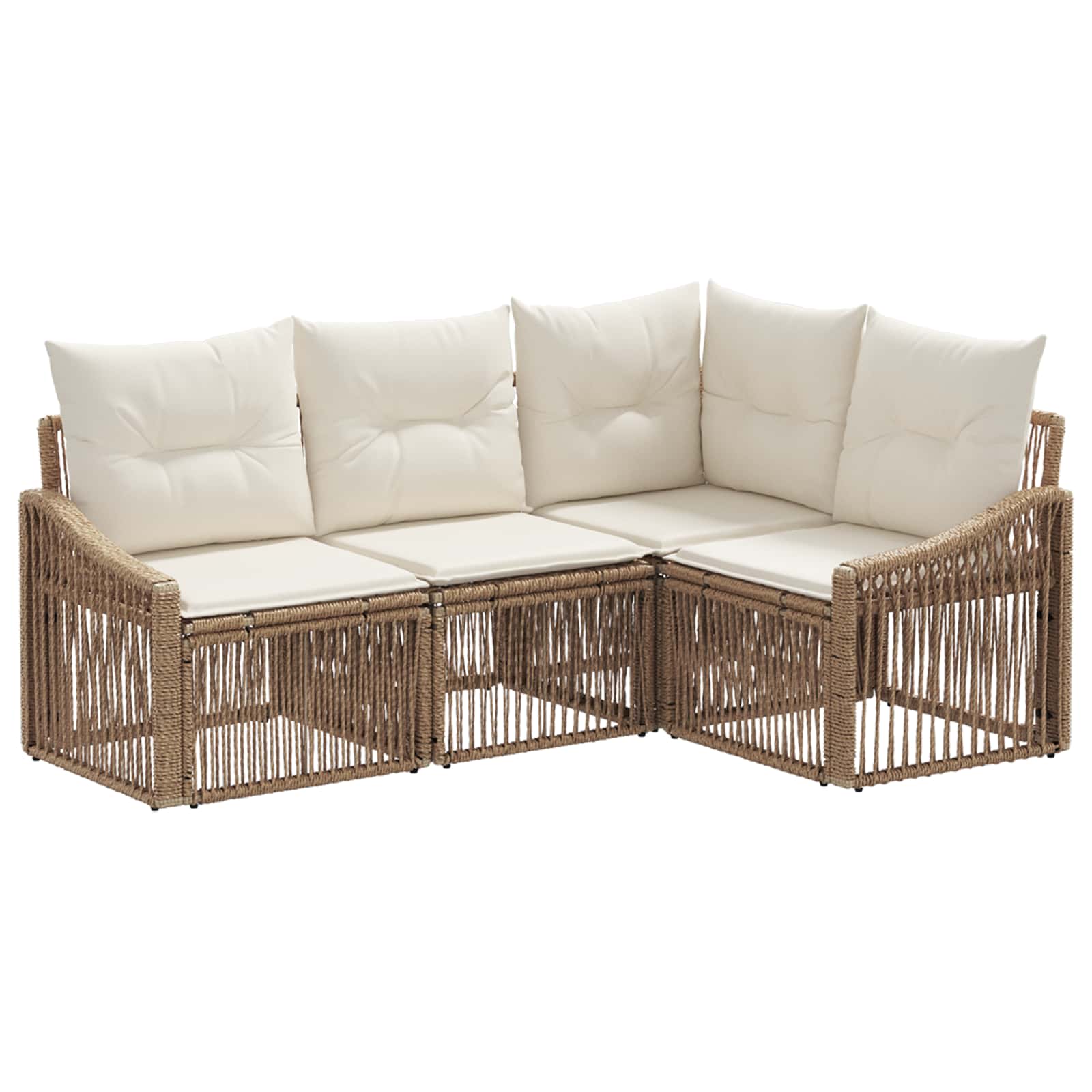 Tuinbankenset 4 pcs Beige poly rattan is nu te koop bij PeponiXL, paradijselijk wonen!