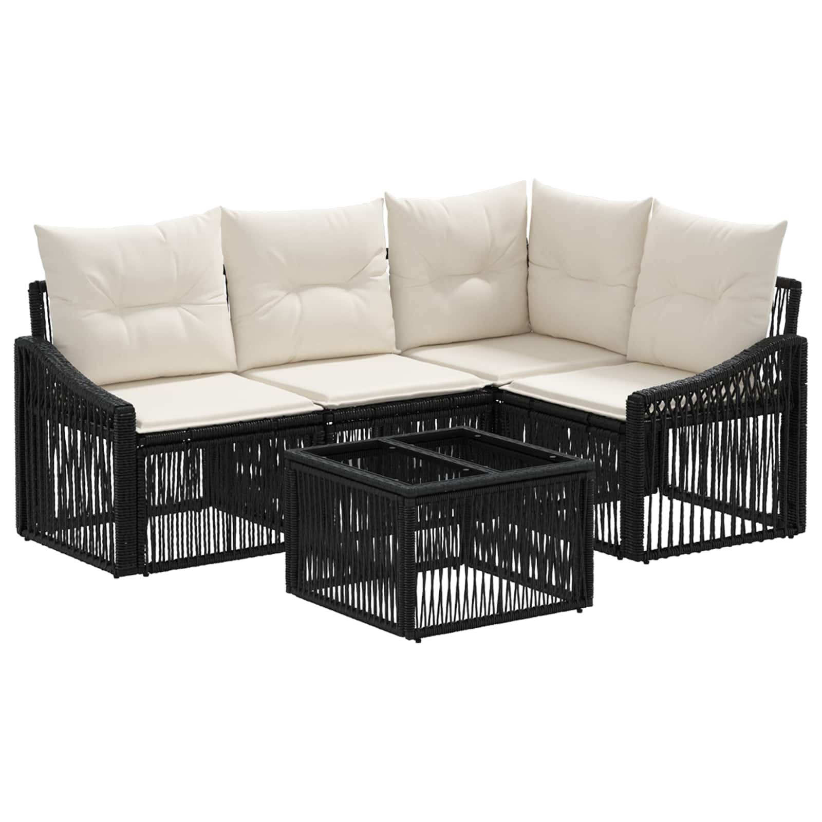 Tuinbankenset 5 pcs Zwart poly rattan is nu te koop bij PeponiXL, paradijselijk wonen!