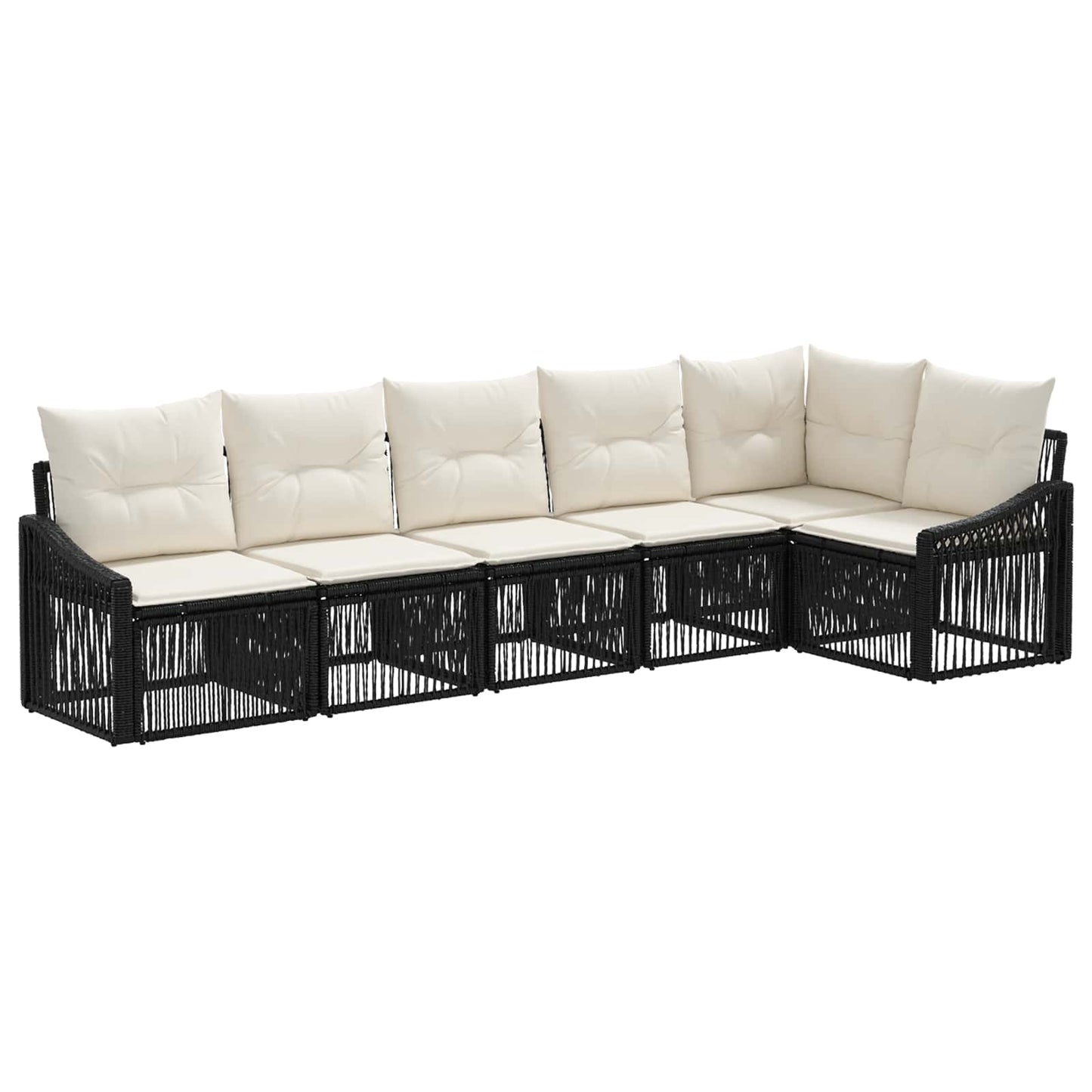 Tuinbankenset 6 pcs Zwart poly rattan is nu te koop bij PeponiXL, paradijselijk wonen!