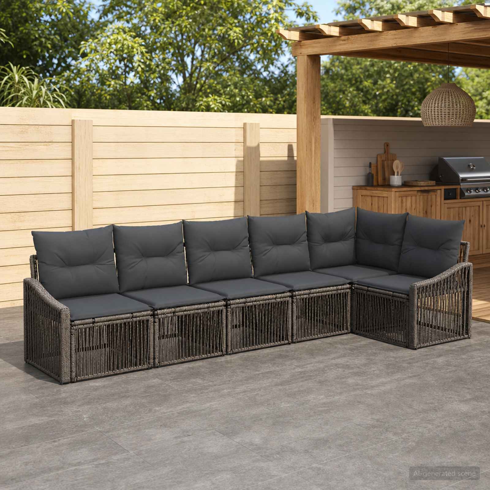 Tuinbankenset 6 pcs Grijs poly rattan is nu te koop bij PeponiXL, paradijselijk wonen!
