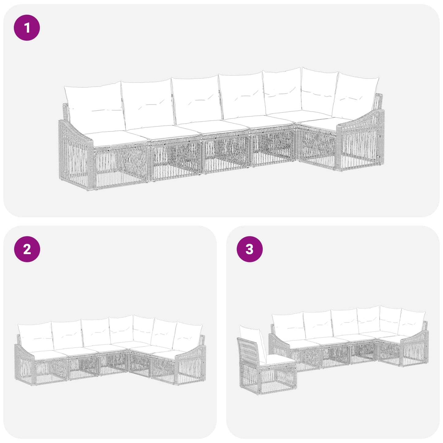 Tuinbankenset 6 pcs Grijs poly rattan is nu te koop bij PeponiXL, paradijselijk wonen!