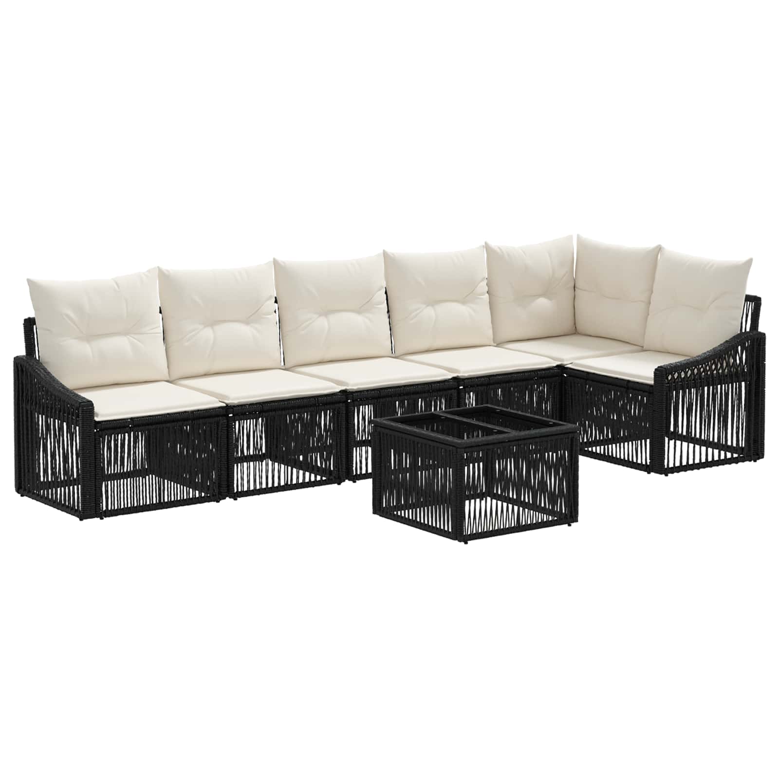 Tuinbankenset 7 pcs Zwart poly rattan is nu te koop bij PeponiXL, paradijselijk wonen!