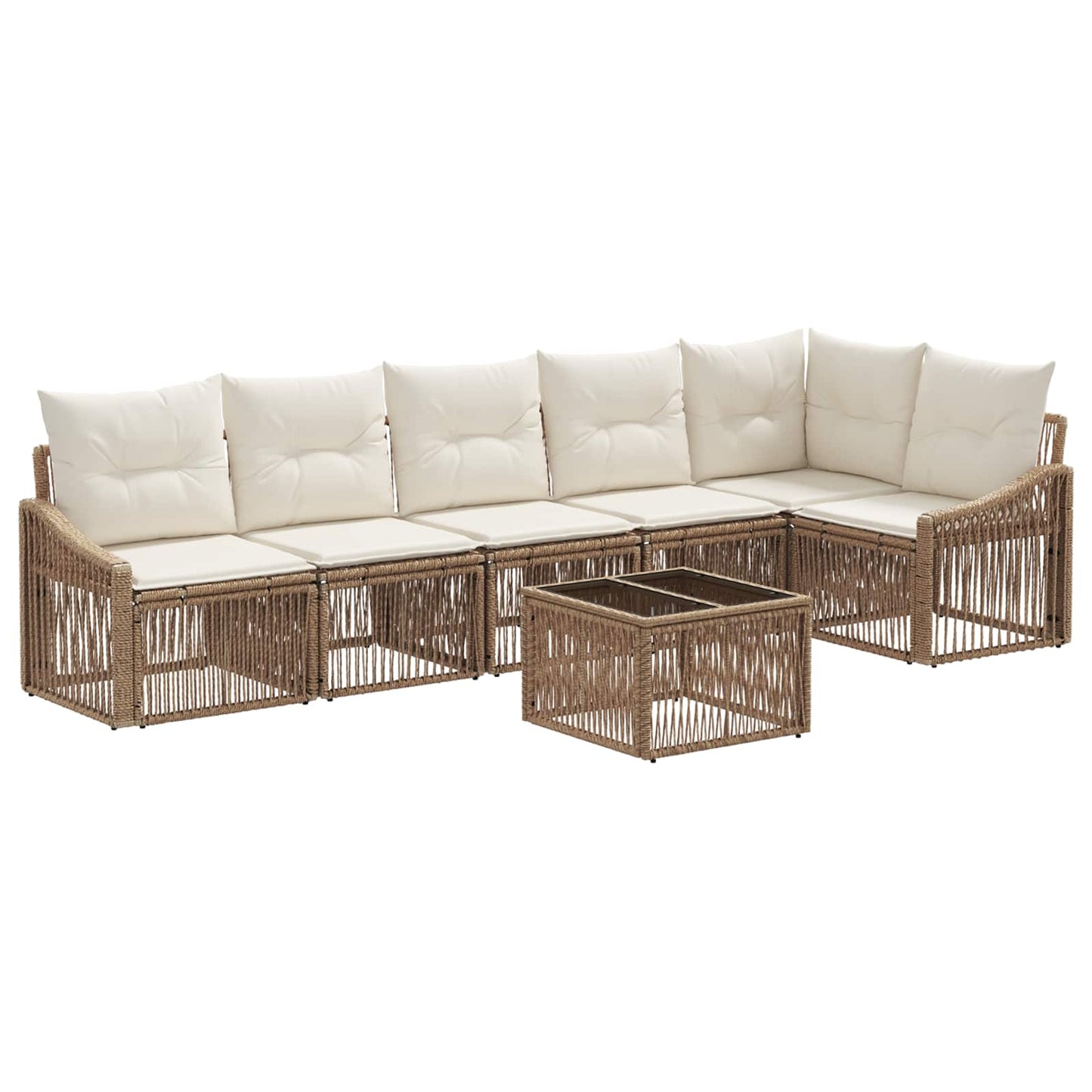 Tuinbankenset 7 pcs Beige poly rattan is nu te koop bij PeponiXL, paradijselijk wonen!