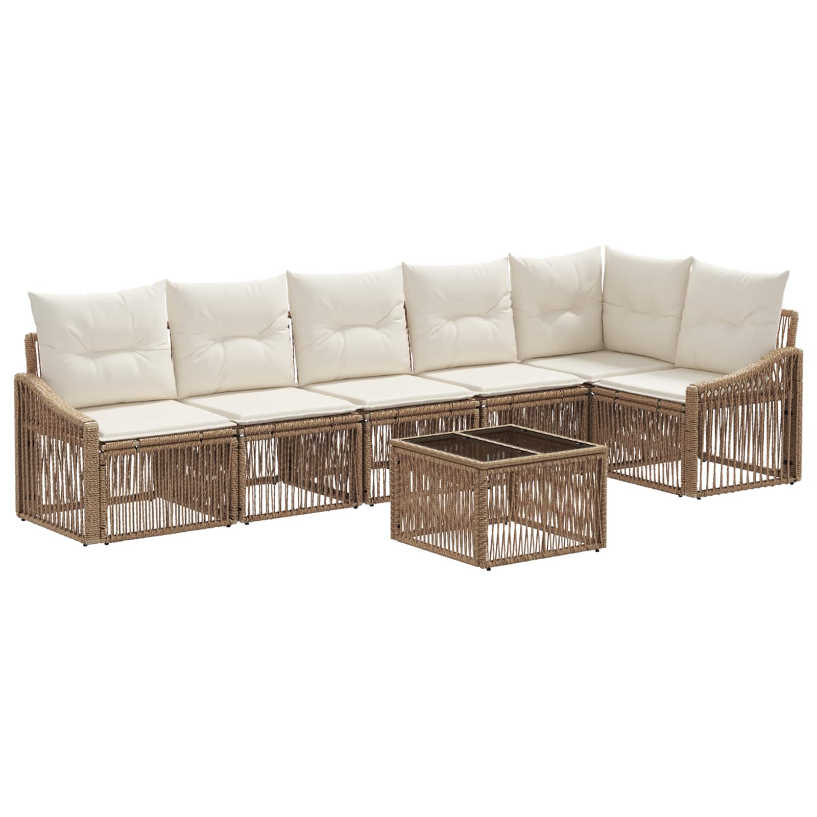 Tuinbankenset 7 pcs Beige poly rattan is nu te koop bij PeponiXL, paradijselijk wonen!