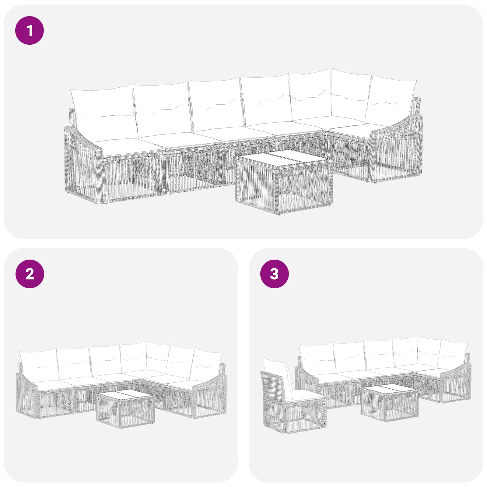 Tuinbankenset 7 pcs Beige poly rattan is nu te koop bij PeponiXL, paradijselijk wonen!