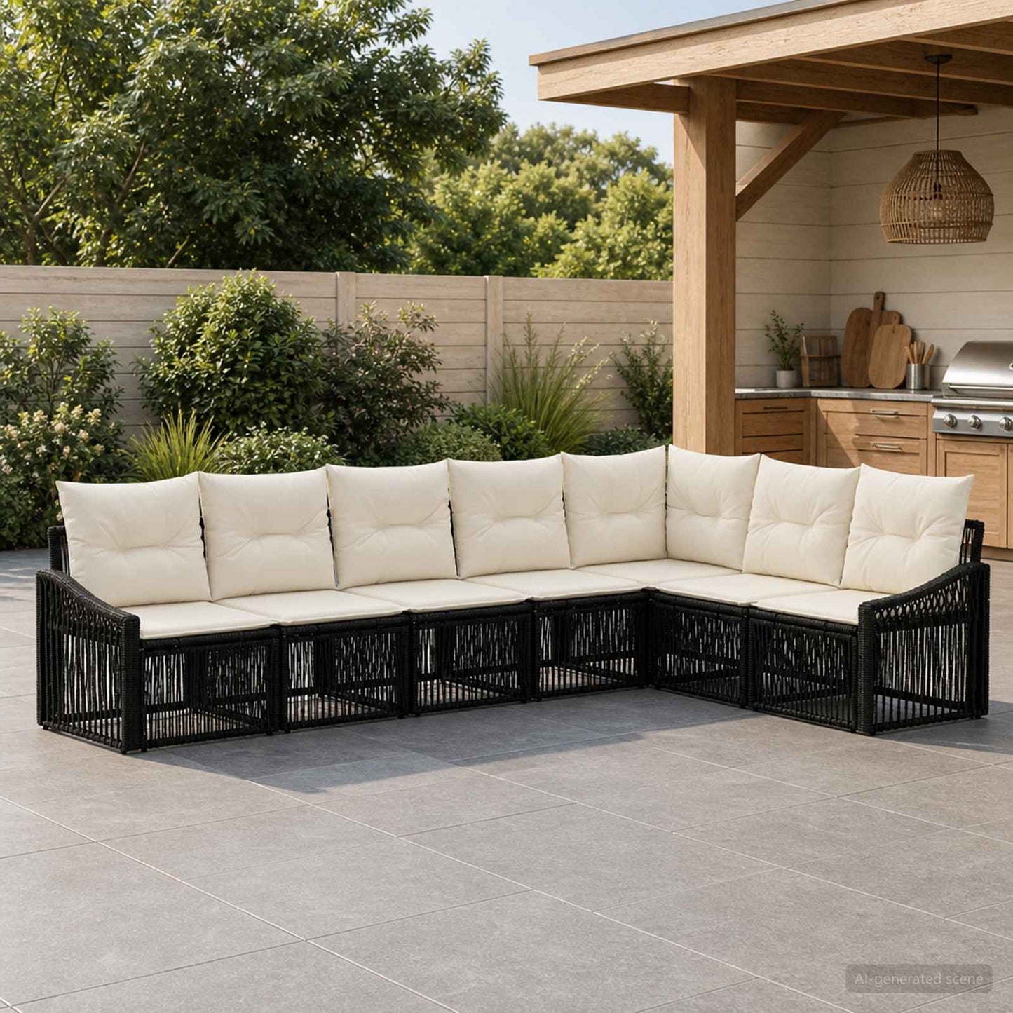 Tuinbankenset 7 pcs Zwart poly rattan is nu te koop bij PeponiXL, paradijselijk wonen!