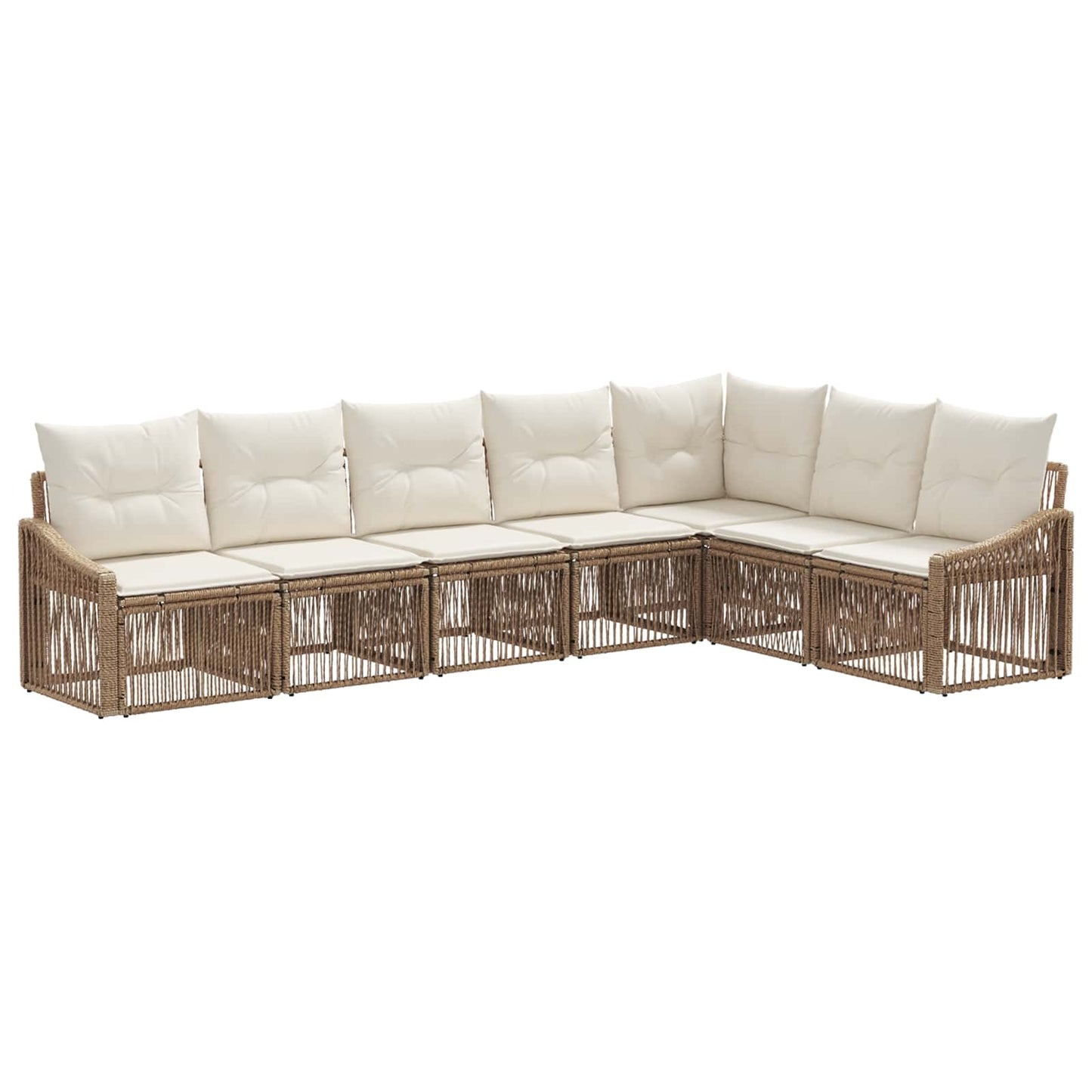 Tuinbankenset 7 pcs Beige poly rattan is nu te koop bij PeponiXL, paradijselijk wonen!