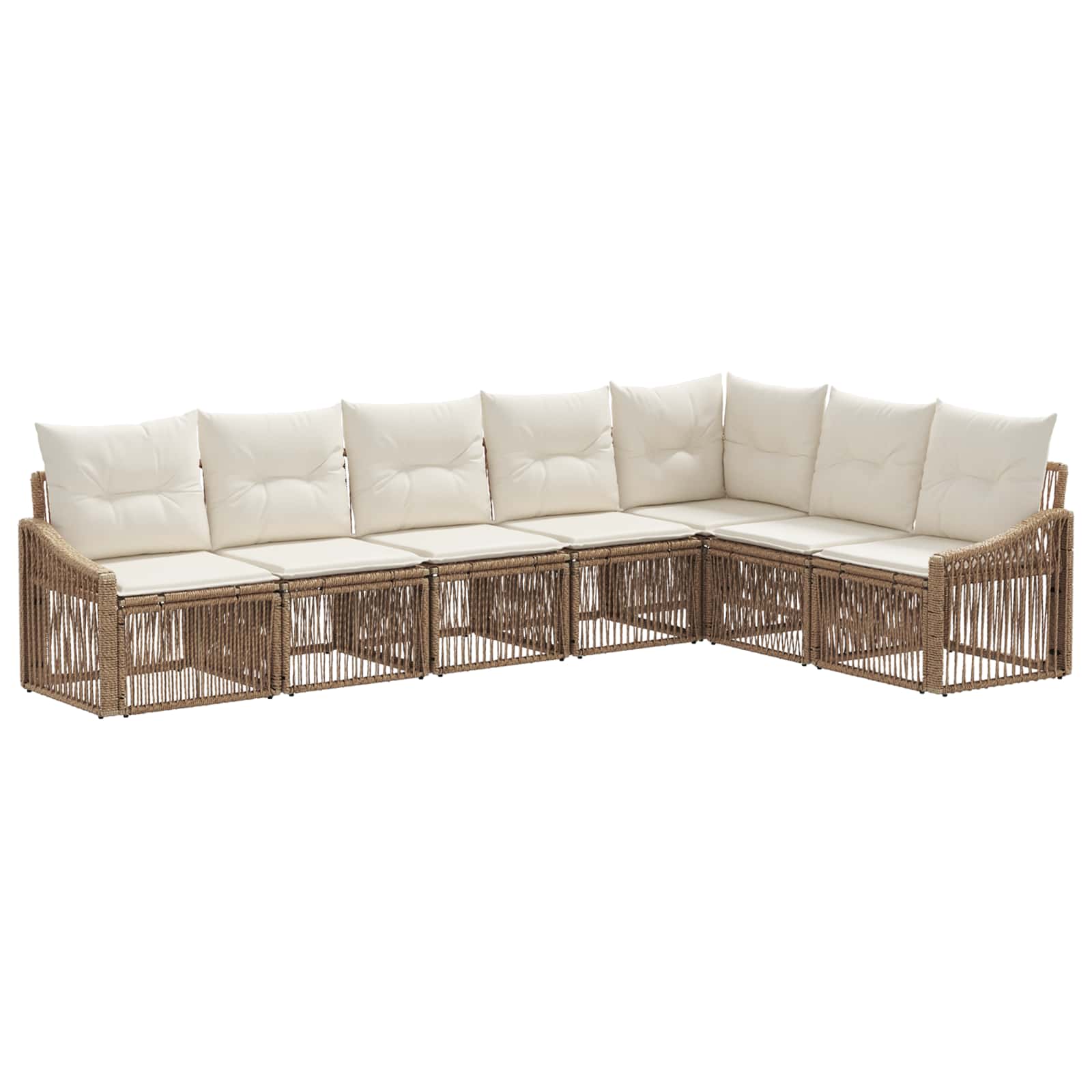 Tuinbankenset 7 pcs Beige poly rattan is nu te koop bij PeponiXL, paradijselijk wonen!
