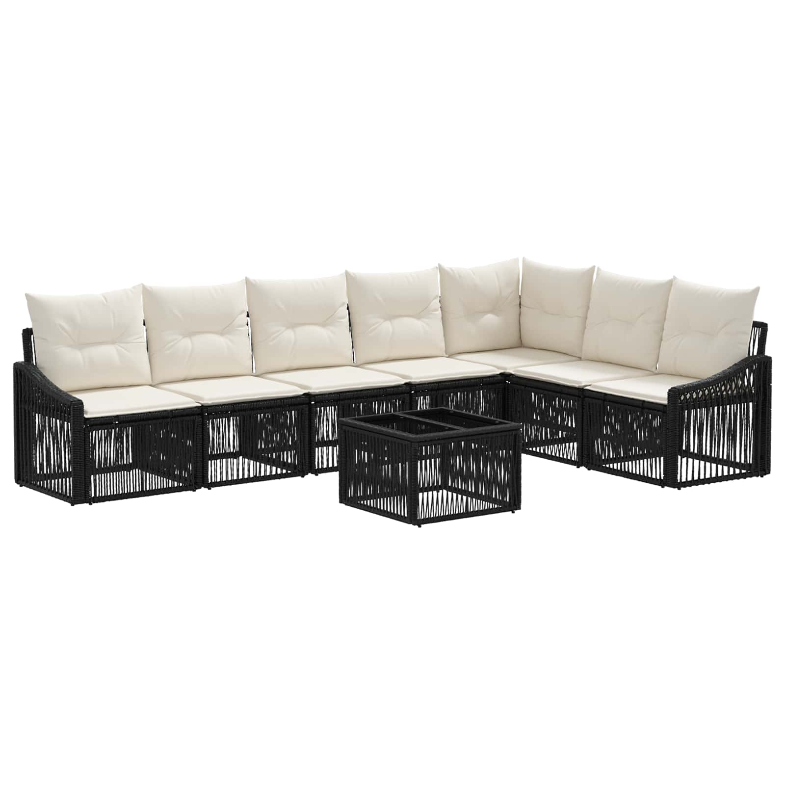 Tuinbankenset 8 pcs Zwart poly rattan is nu te koop bij PeponiXL, paradijselijk wonen!
