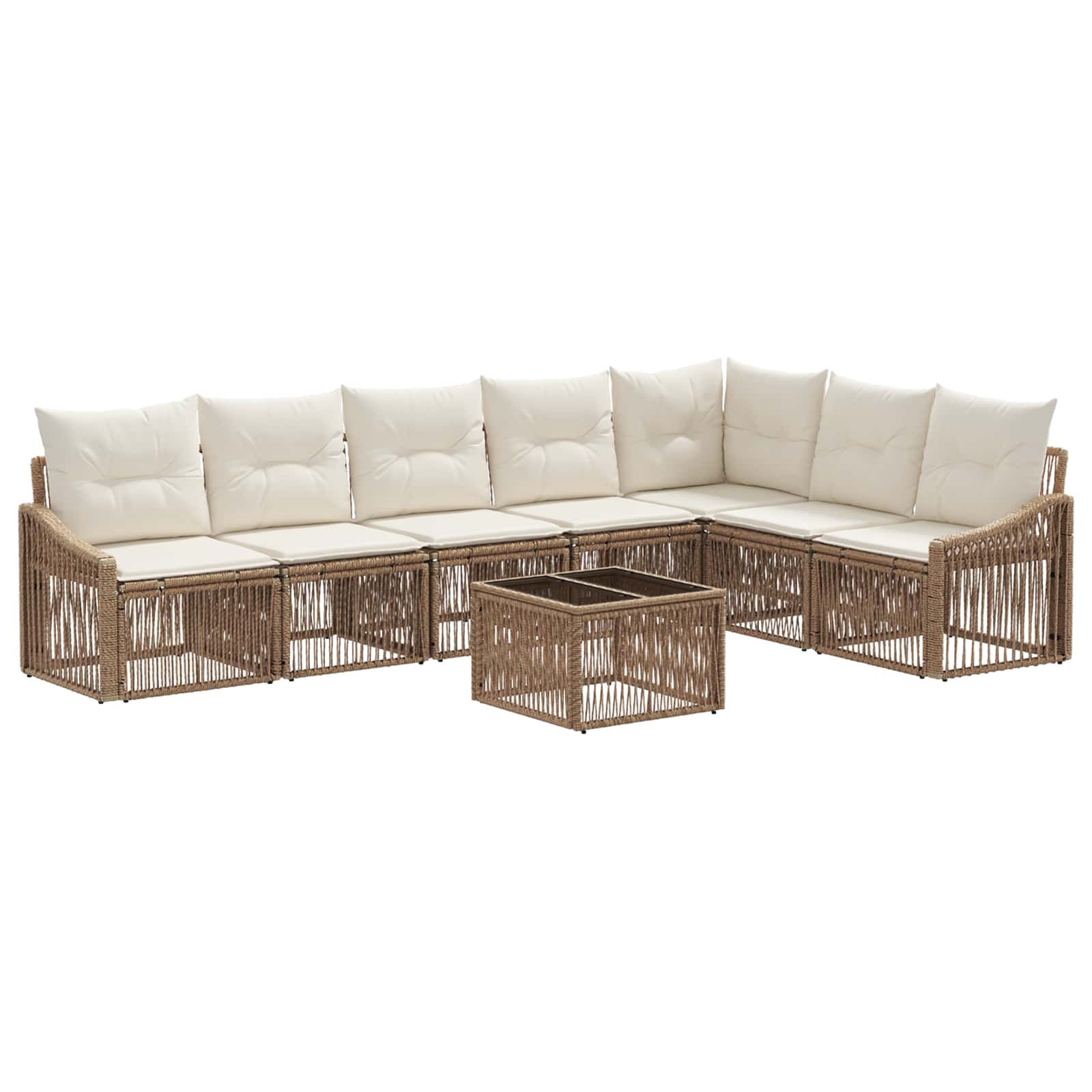Tuinbankenset 8 pcs Beige poly rattan is nu te koop bij PeponiXL, paradijselijk wonen!