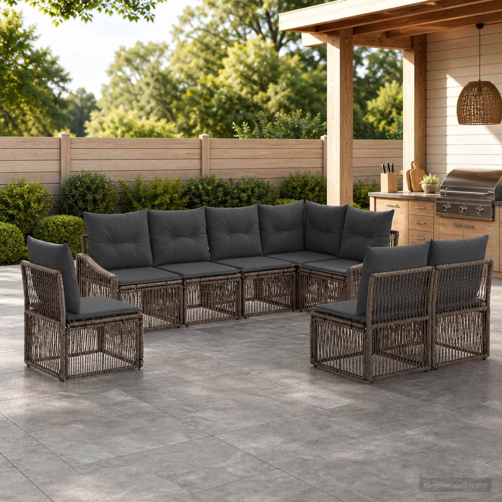 Tuinbankenset 8 pcs Grijs poly rattan is nu te koop bij PeponiXL, paradijselijk wonen!