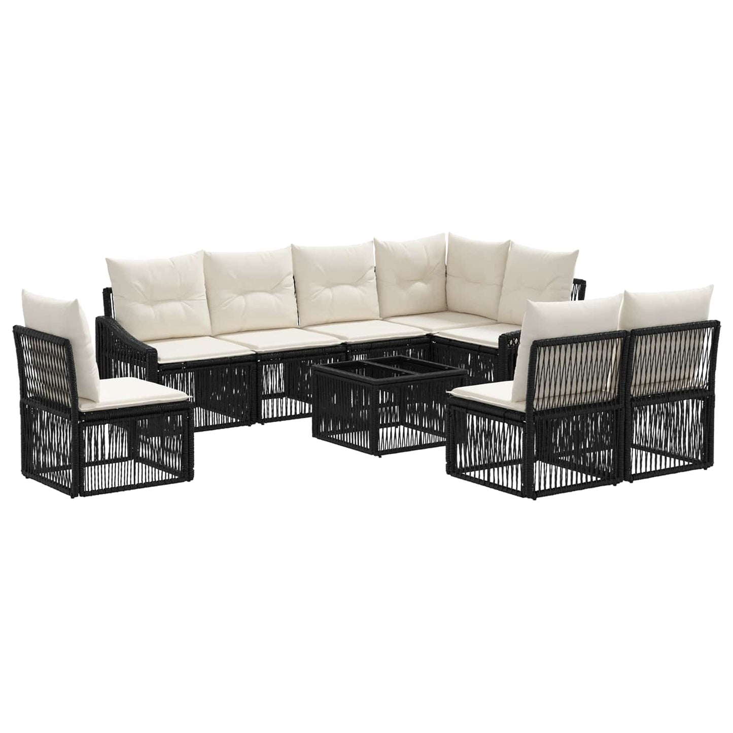 Tuinbankenset 9 pcs Zwart poly rattan is nu te koop bij PeponiXL, paradijselijk wonen!