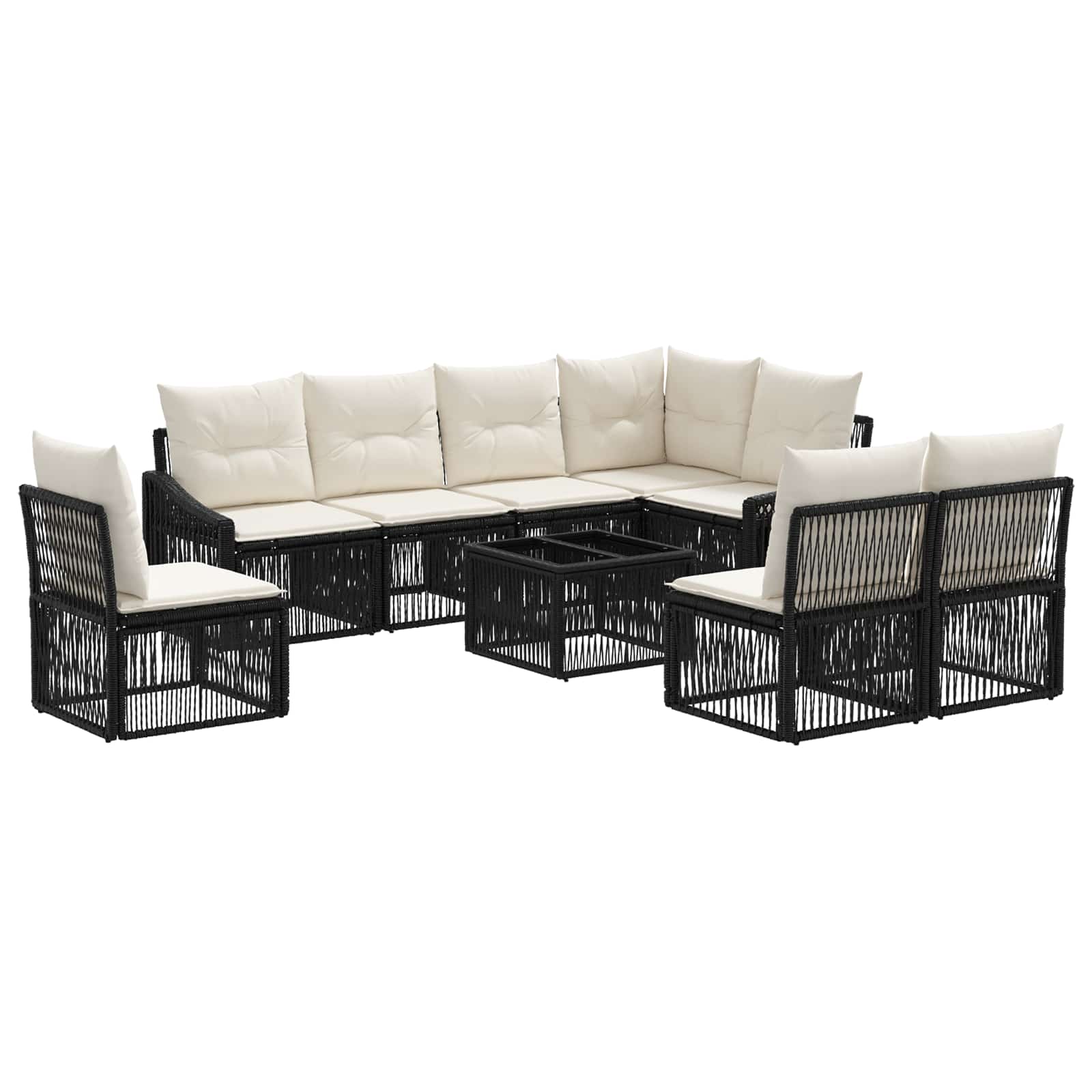 Tuinbankenset 9 pcs Zwart poly rattan is nu te koop bij PeponiXL, paradijselijk wonen!