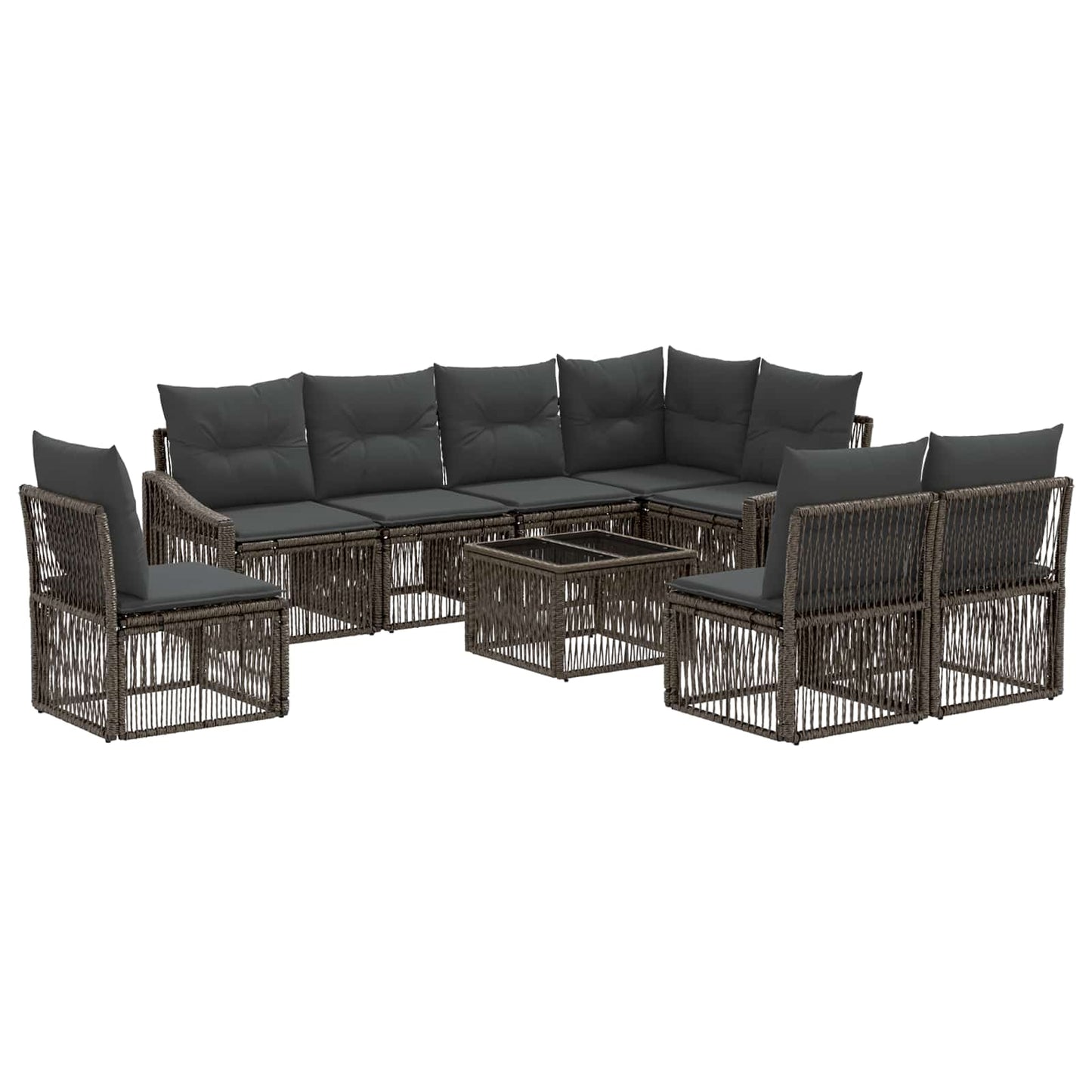 Tuinbankenset 9 pcs Grijs poly rattan is nu te koop bij PeponiXL, paradijselijk wonen!