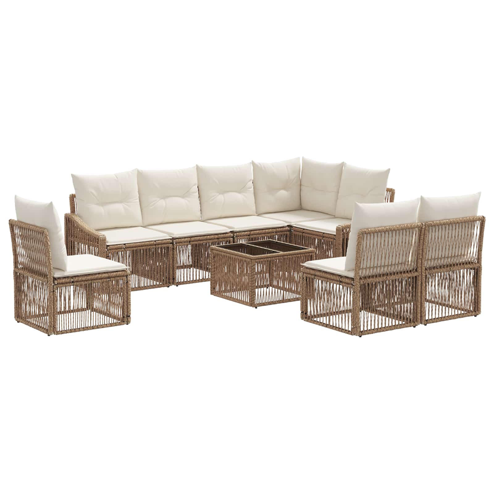 Tuinbankenset 9 pcs Beige poly rattan is nu te koop bij PeponiXL, paradijselijk wonen!