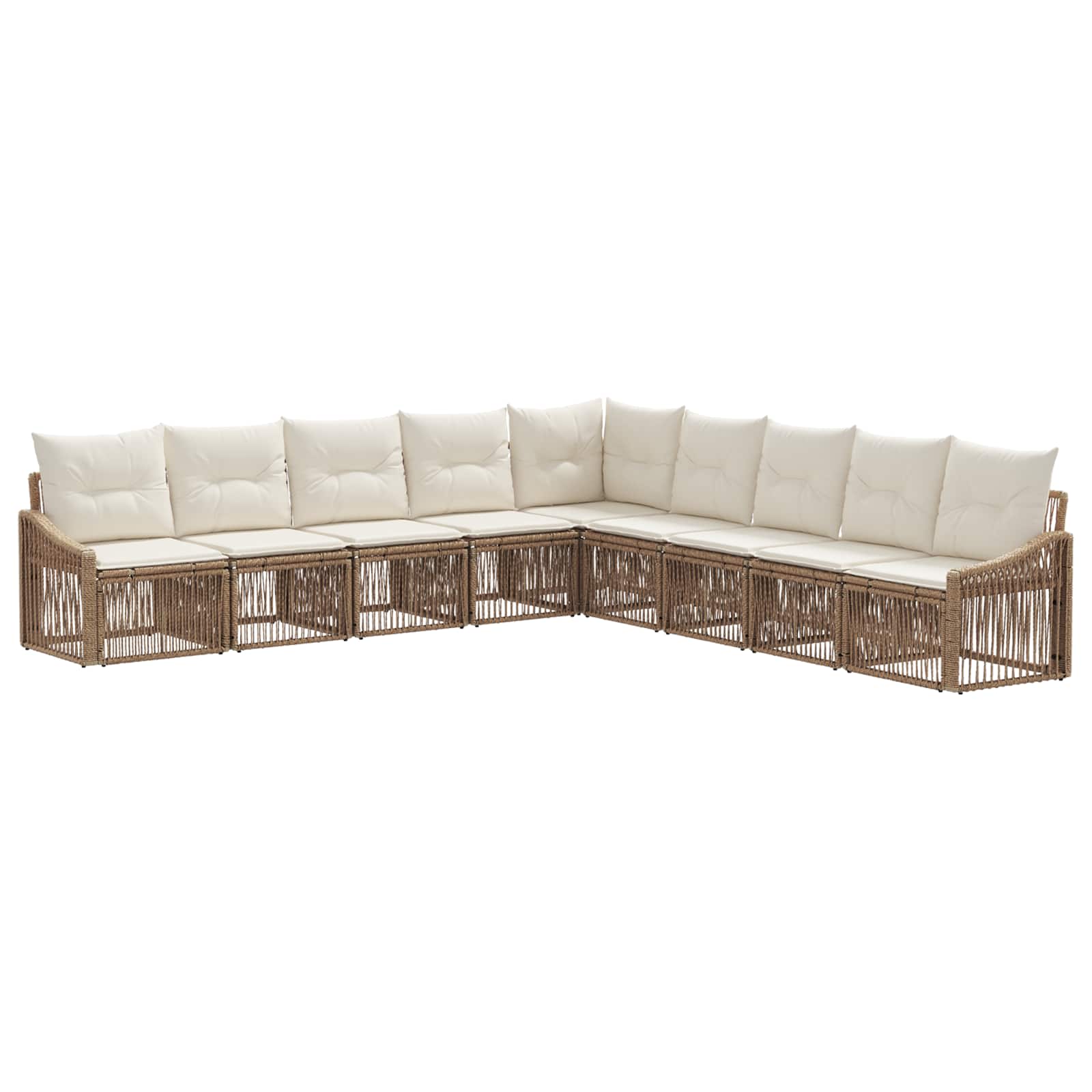 Tuinbankenset 9 pcs Beige poly rattan is nu te koop bij PeponiXL, paradijselijk wonen!