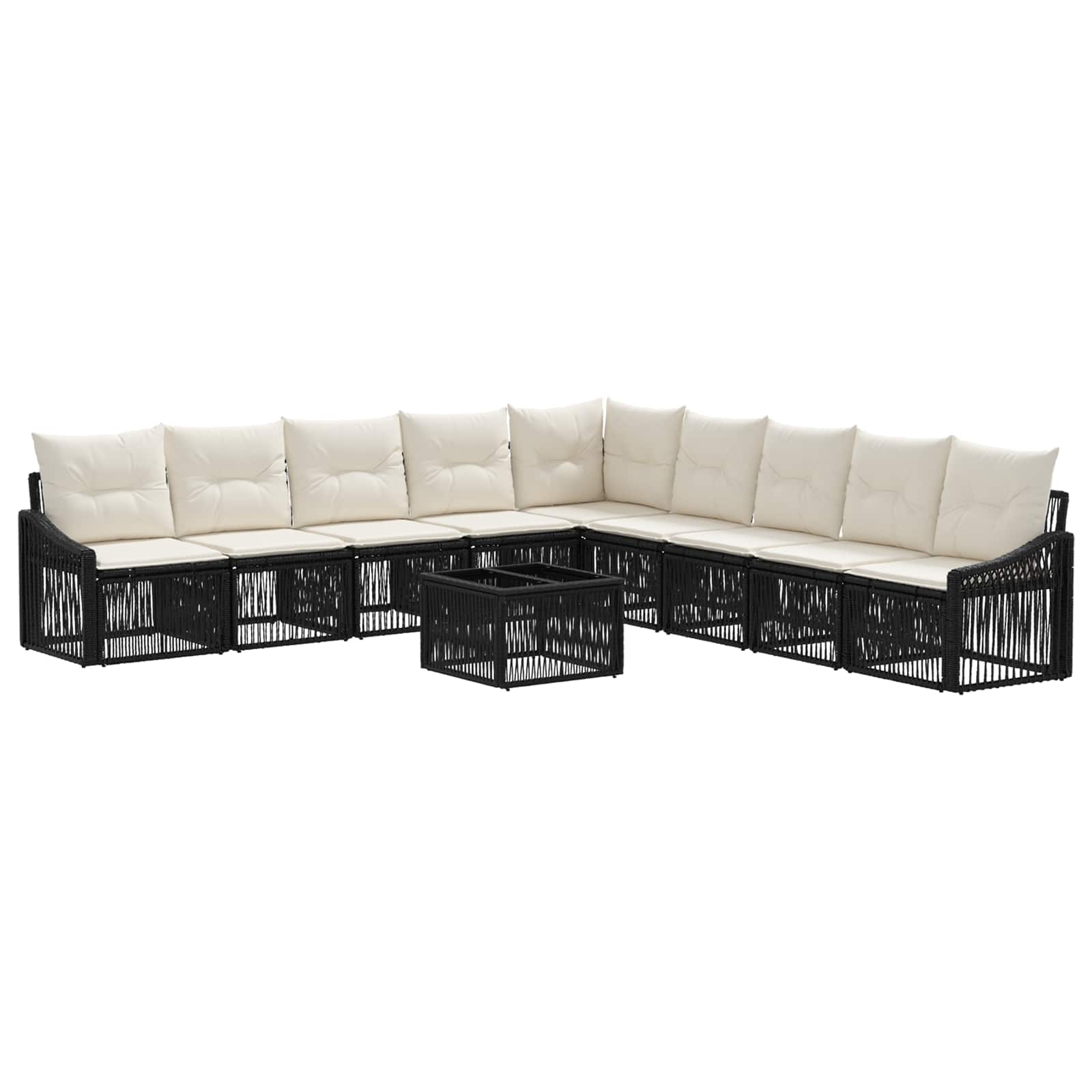 Tuinbankenset 10 pcs Zwart poly rattan is nu te koop bij PeponiXL, paradijselijk wonen!