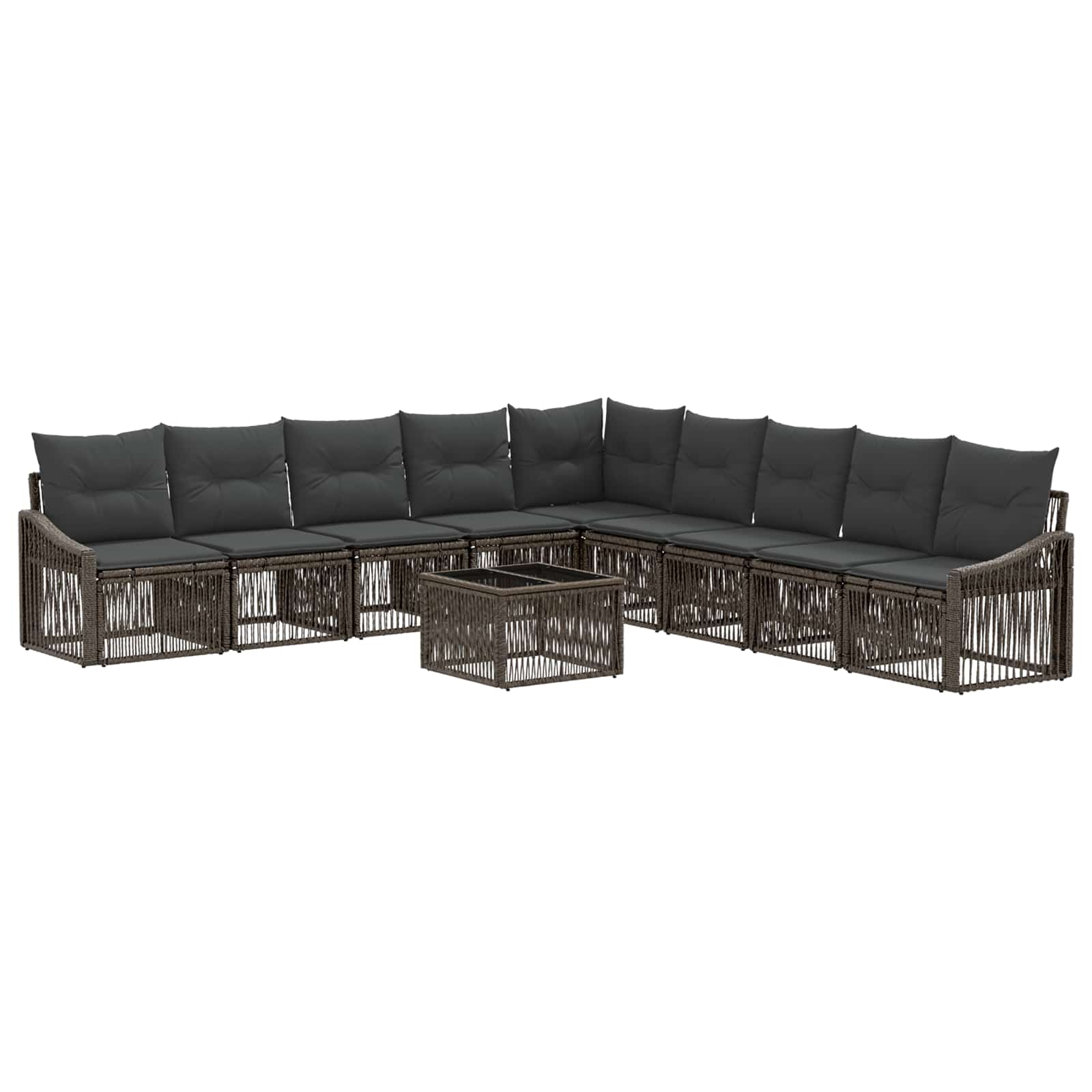 Tuinbankenset 10 pcs Grijs poly rattan is nu te koop bij PeponiXL, paradijselijk wonen!
