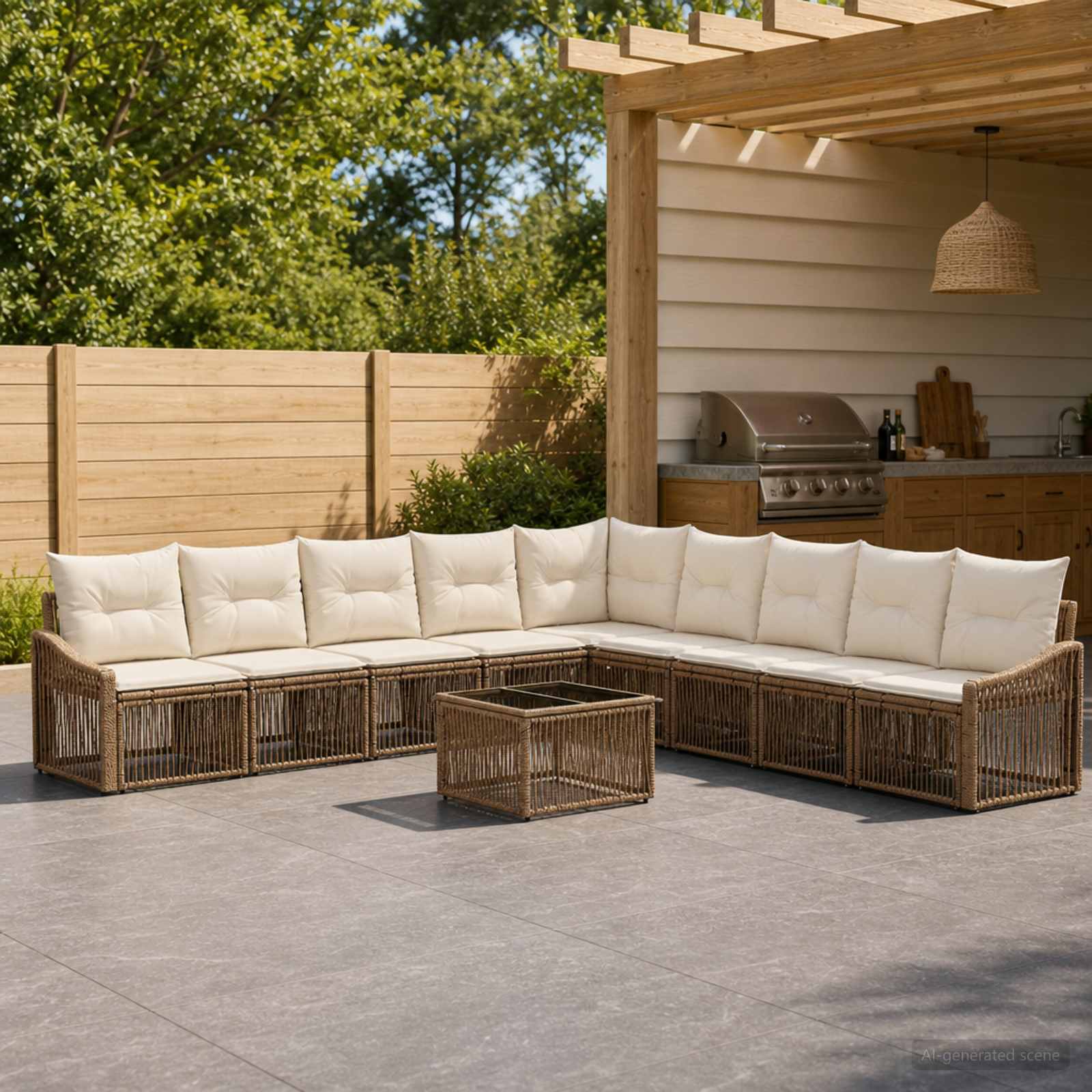 Tuinbankenset 10 pcs Beige poly rattan is nu te koop bij PeponiXL, paradijselijk wonen!