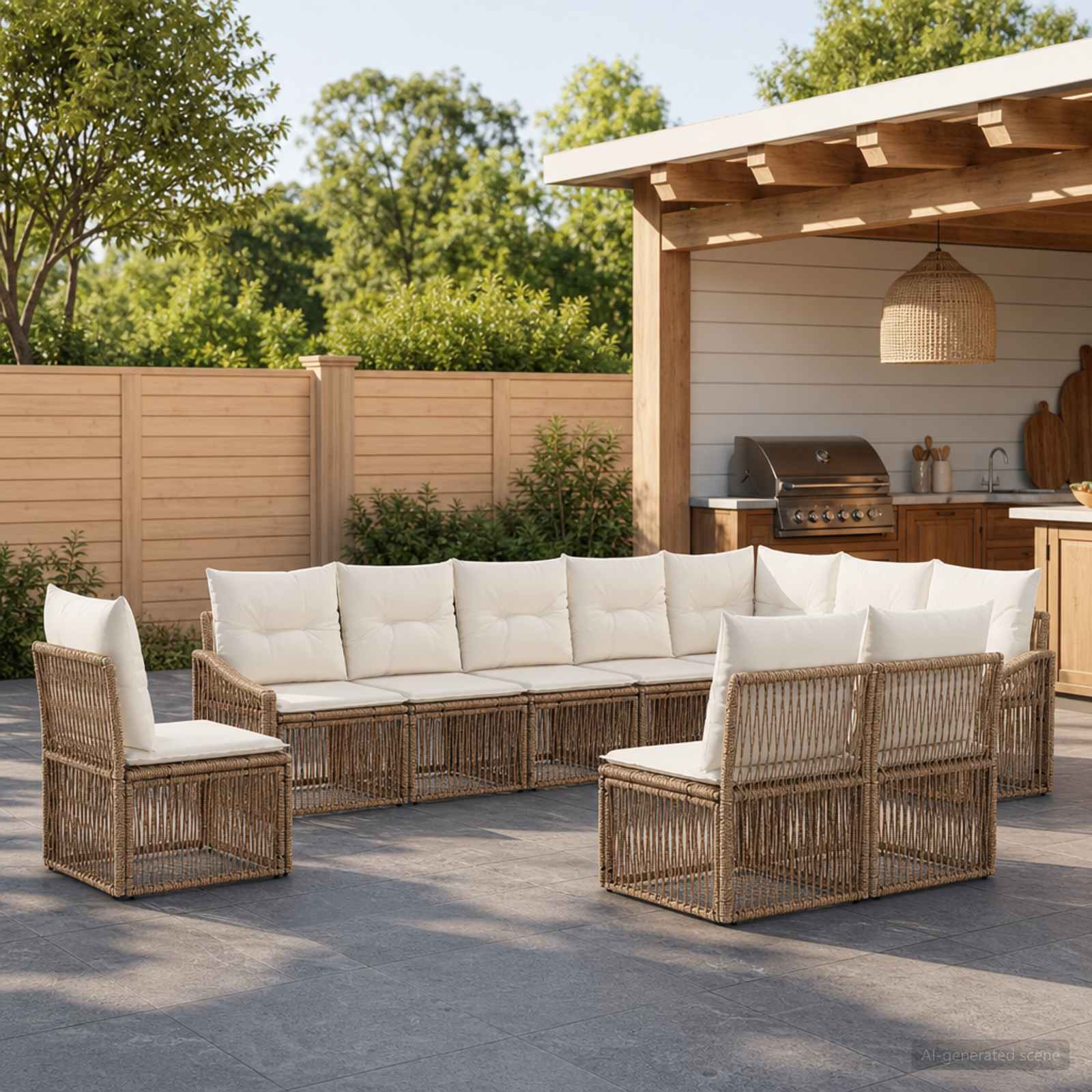 Tuinbankenset 10 pcs Beige poly rattan is nu te koop bij PeponiXL, paradijselijk wonen!