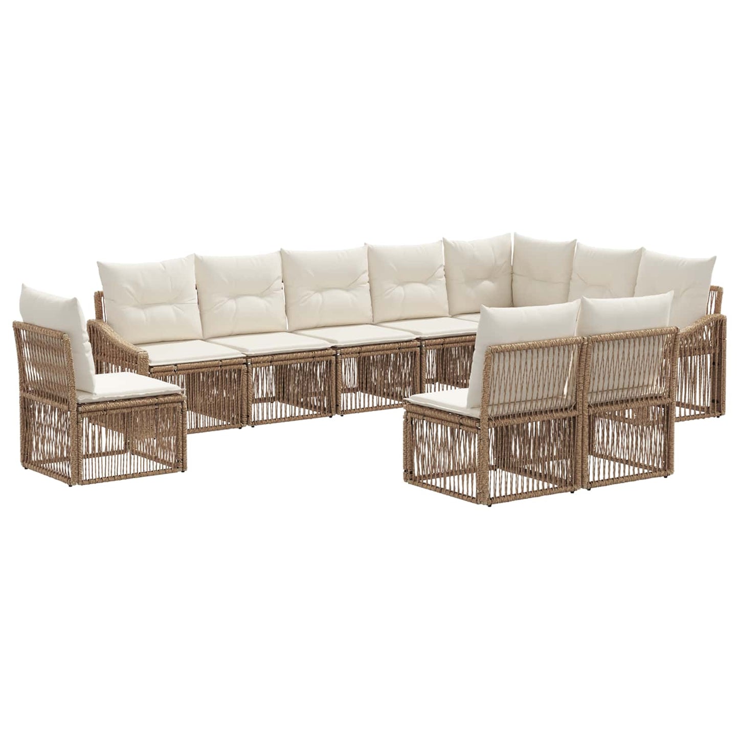 Tuinbankenset 10 pcs Beige poly rattan is nu te koop bij PeponiXL, paradijselijk wonen!