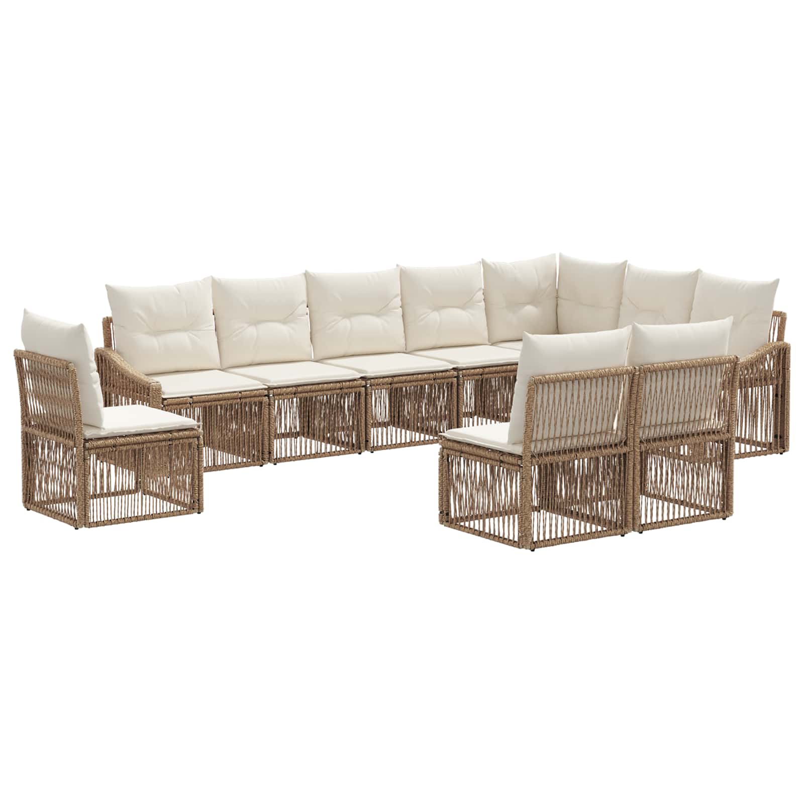 Tuinbankenset 10 pcs Beige poly rattan is nu te koop bij PeponiXL, paradijselijk wonen!