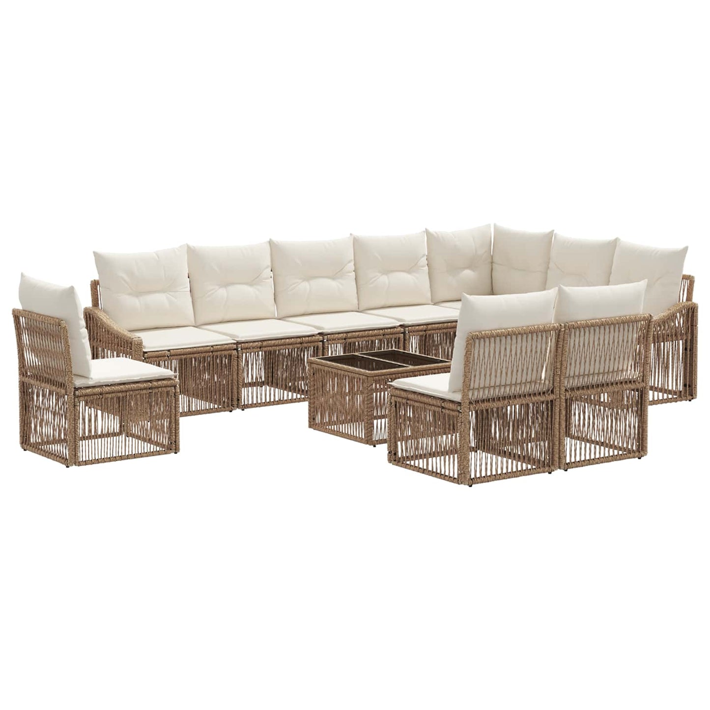 Tuinbankenset 11 pcs Beige poly rattan is nu te koop bij PeponiXL, paradijselijk wonen!