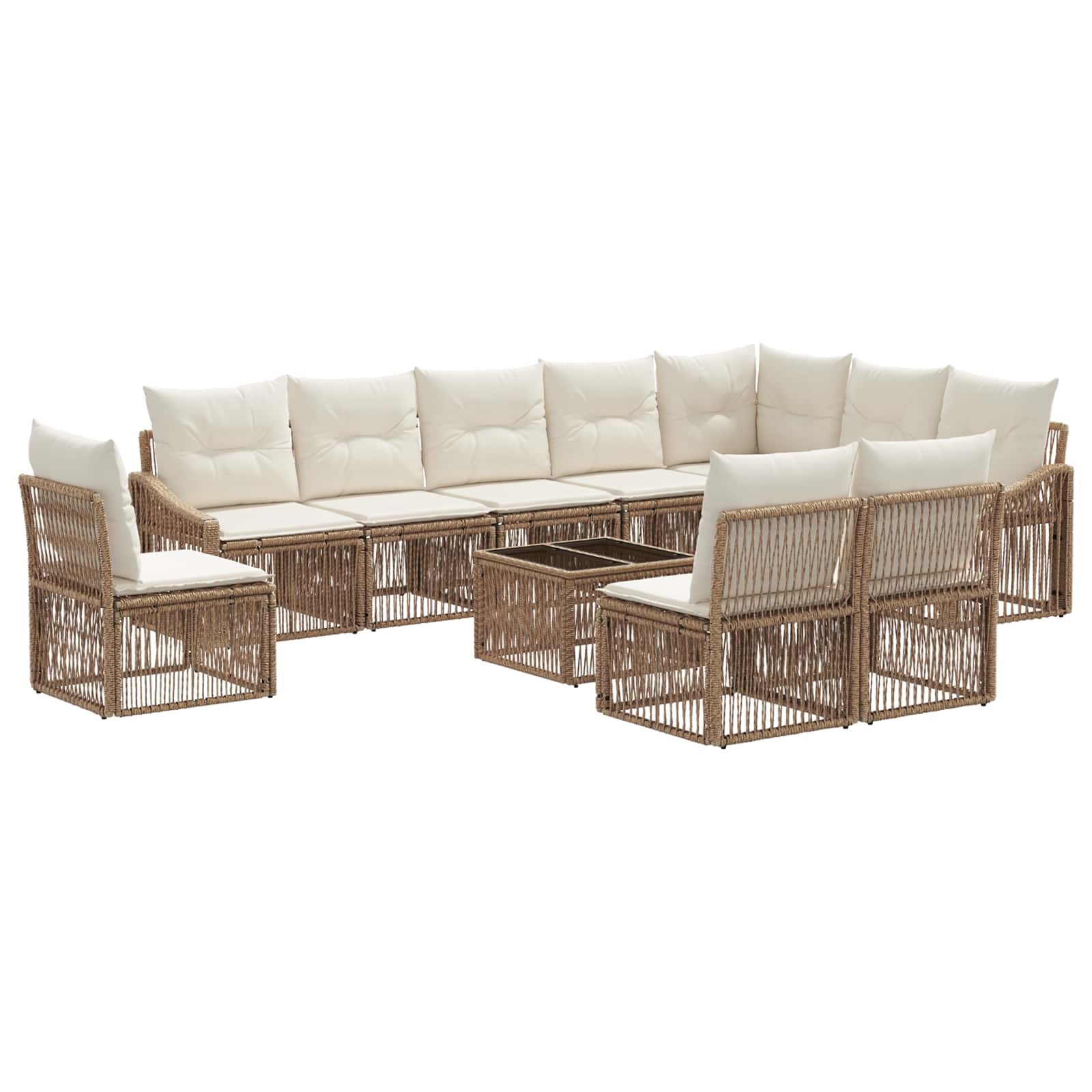 Tuinbankenset 11 pcs Beige poly rattan is nu te koop bij PeponiXL, paradijselijk wonen!