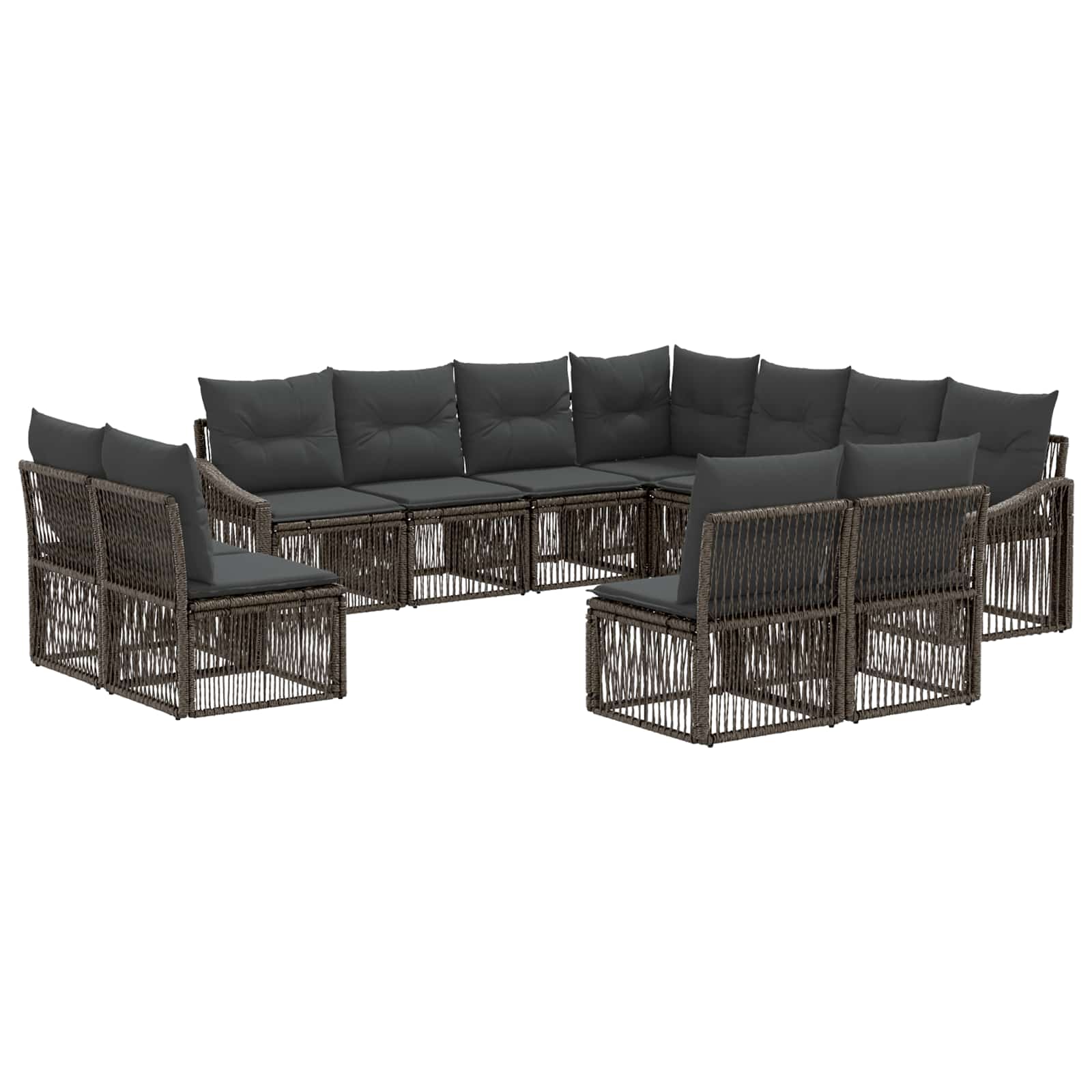 Tuinbankenset 11 pcs Grijs poly rattan is nu te koop bij PeponiXL, paradijselijk wonen!