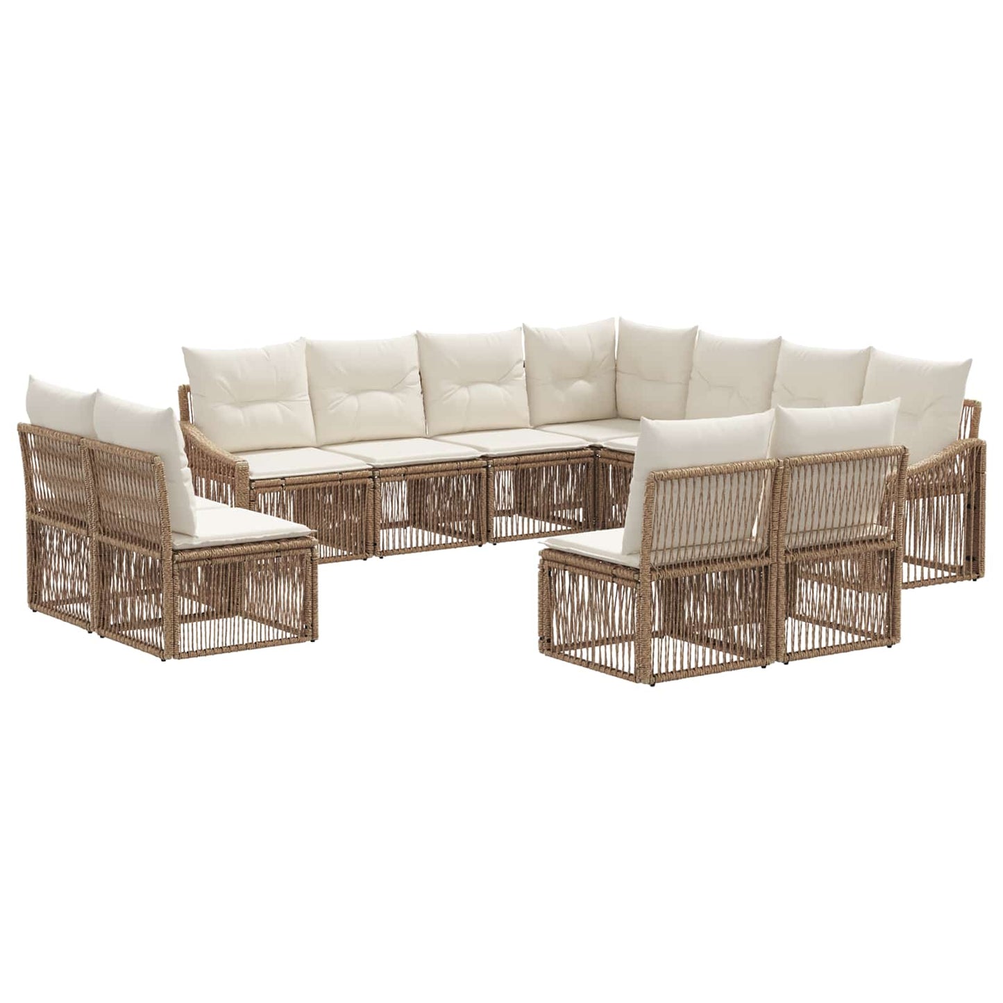 Tuinbankenset 11 pcs Beige poly rattan is nu te koop bij PeponiXL, paradijselijk wonen!
