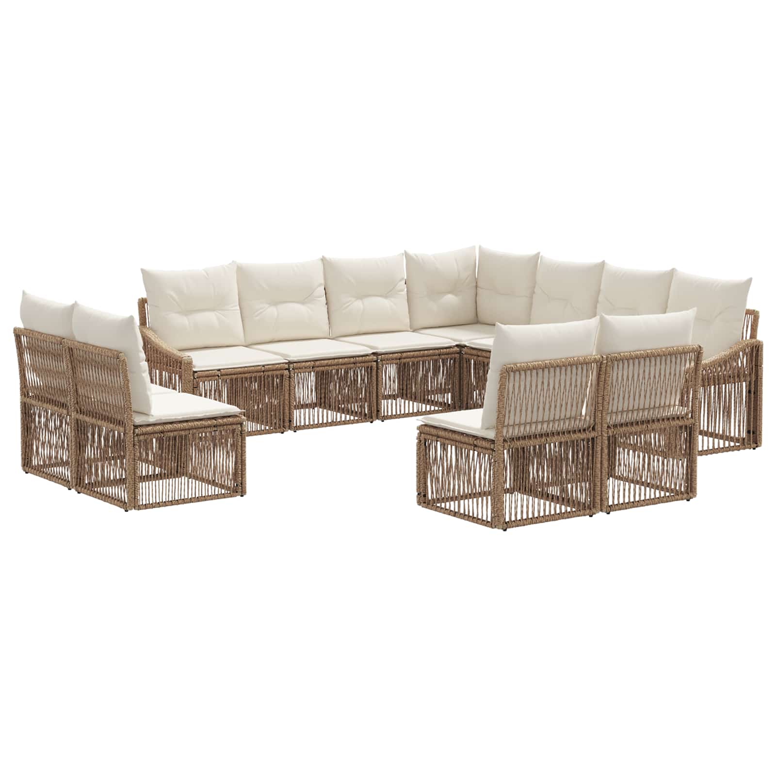 Tuinbankenset 11 pcs Beige poly rattan is nu te koop bij PeponiXL, paradijselijk wonen!