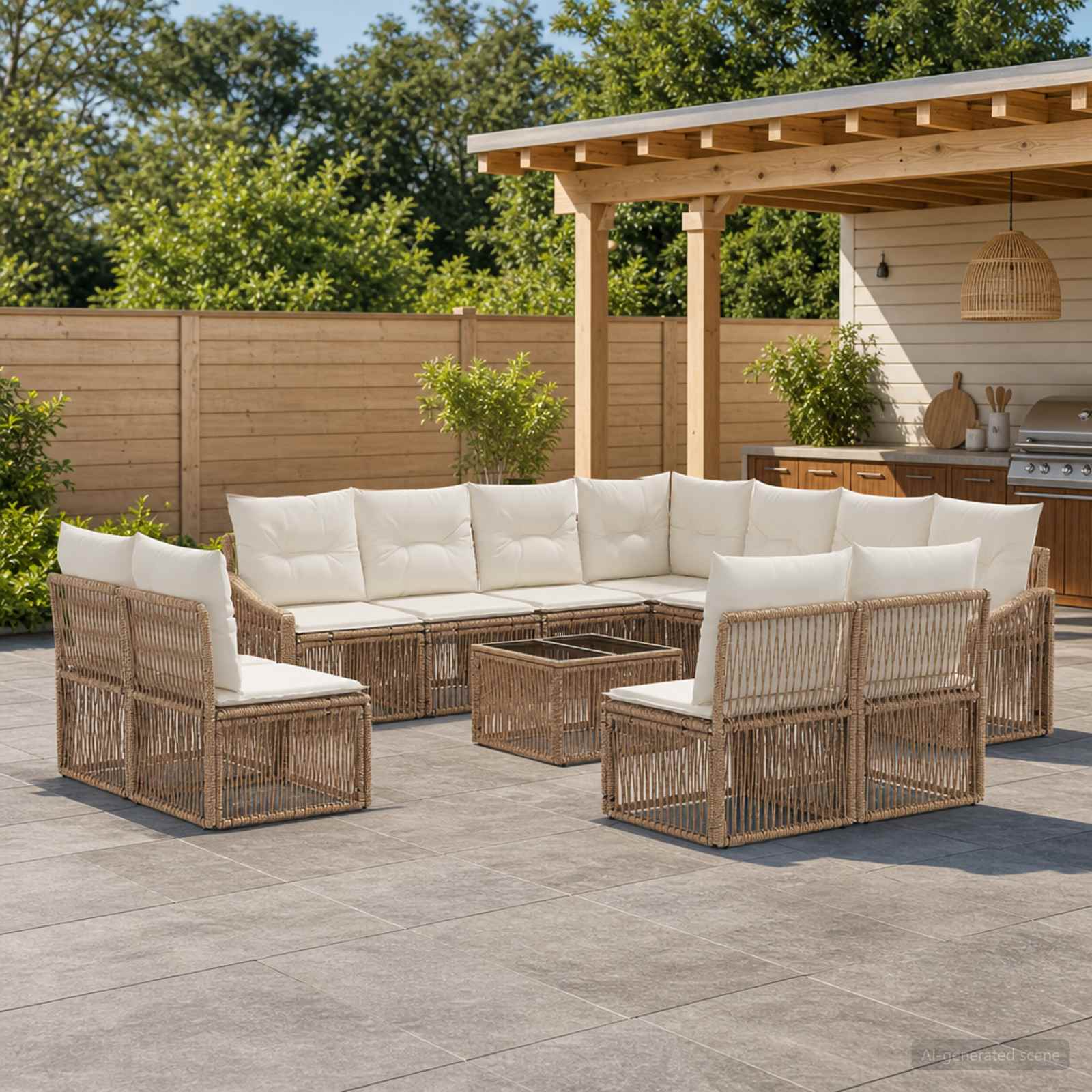 Tuinbankenset 12 pcs Beige poly rattan is nu te koop bij PeponiXL, paradijselijk wonen!