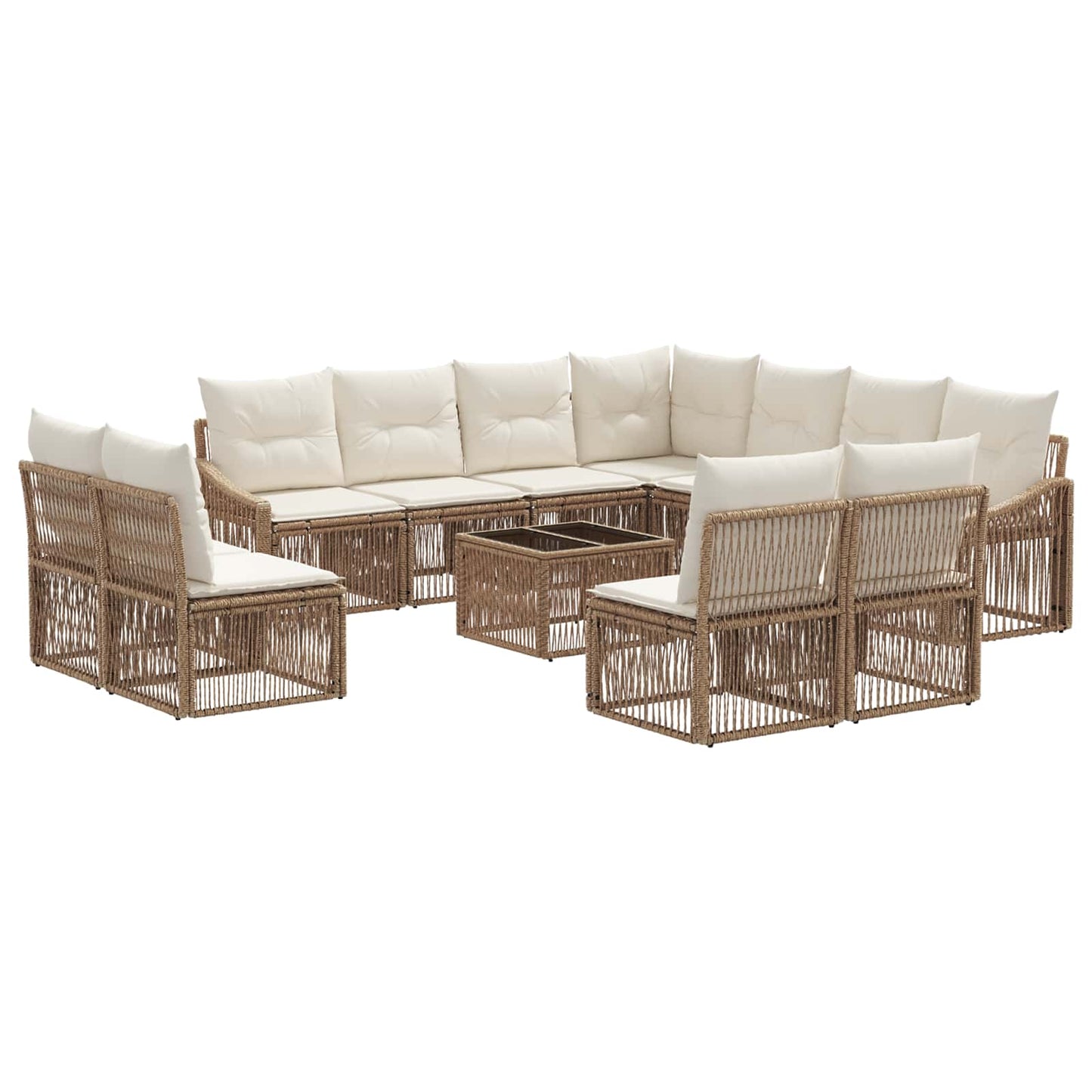 Tuinbankenset 12 pcs Beige poly rattan is nu te koop bij PeponiXL, paradijselijk wonen!