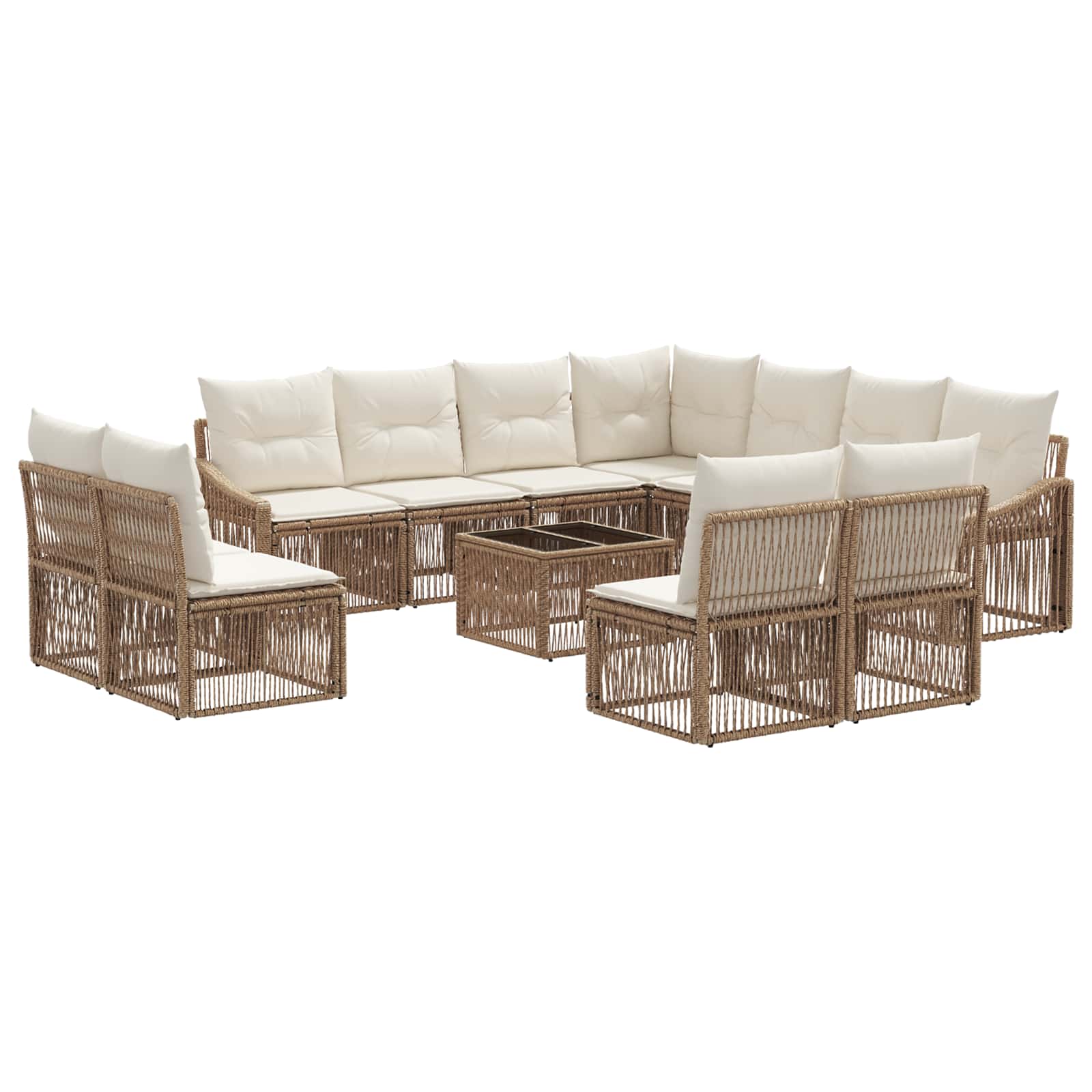 Tuinbankenset 12 pcs Beige poly rattan is nu te koop bij PeponiXL, paradijselijk wonen!
