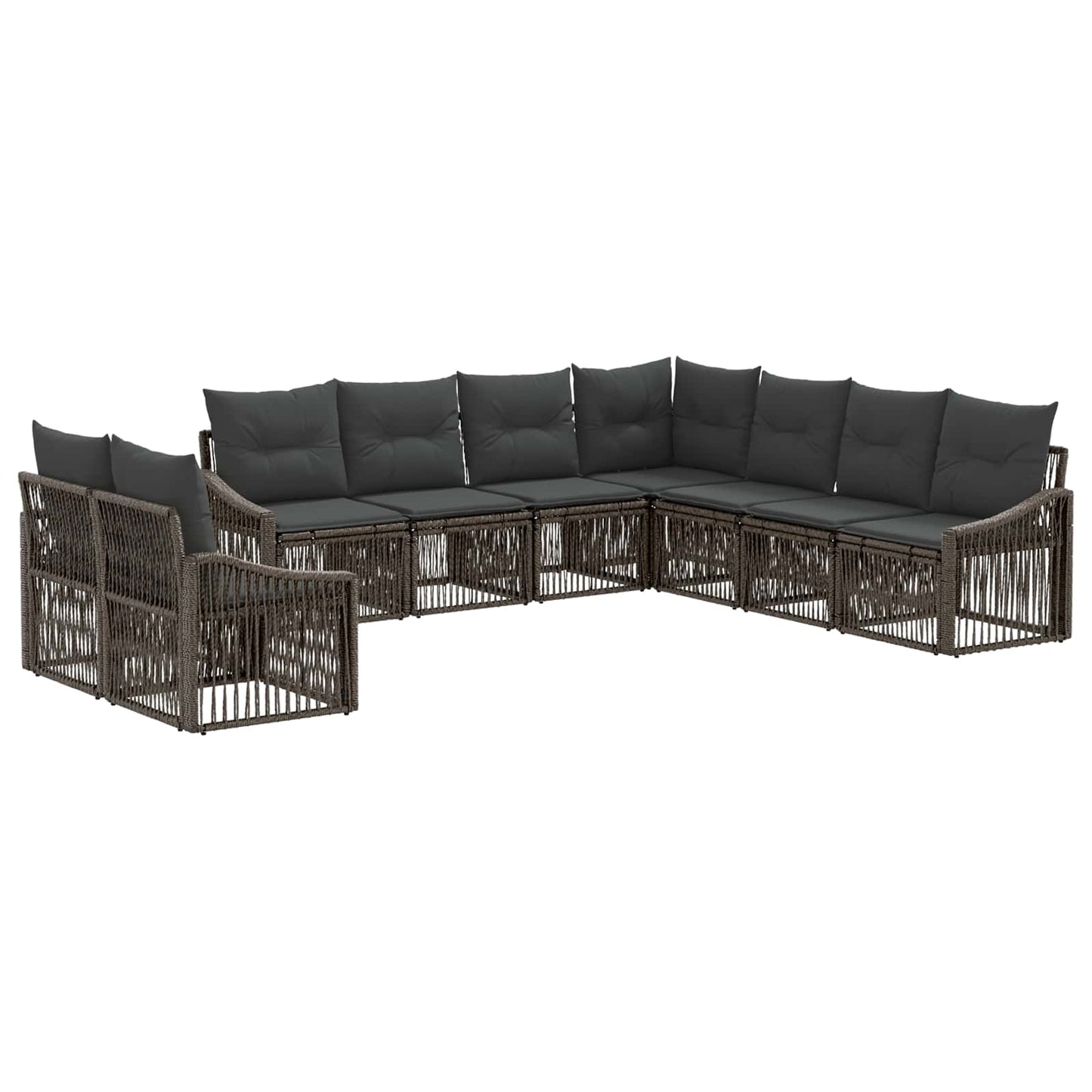 Tuinbankenset 9 pcs Grijs poly rattan is nu te koop bij PeponiXL, paradijselijk wonen!