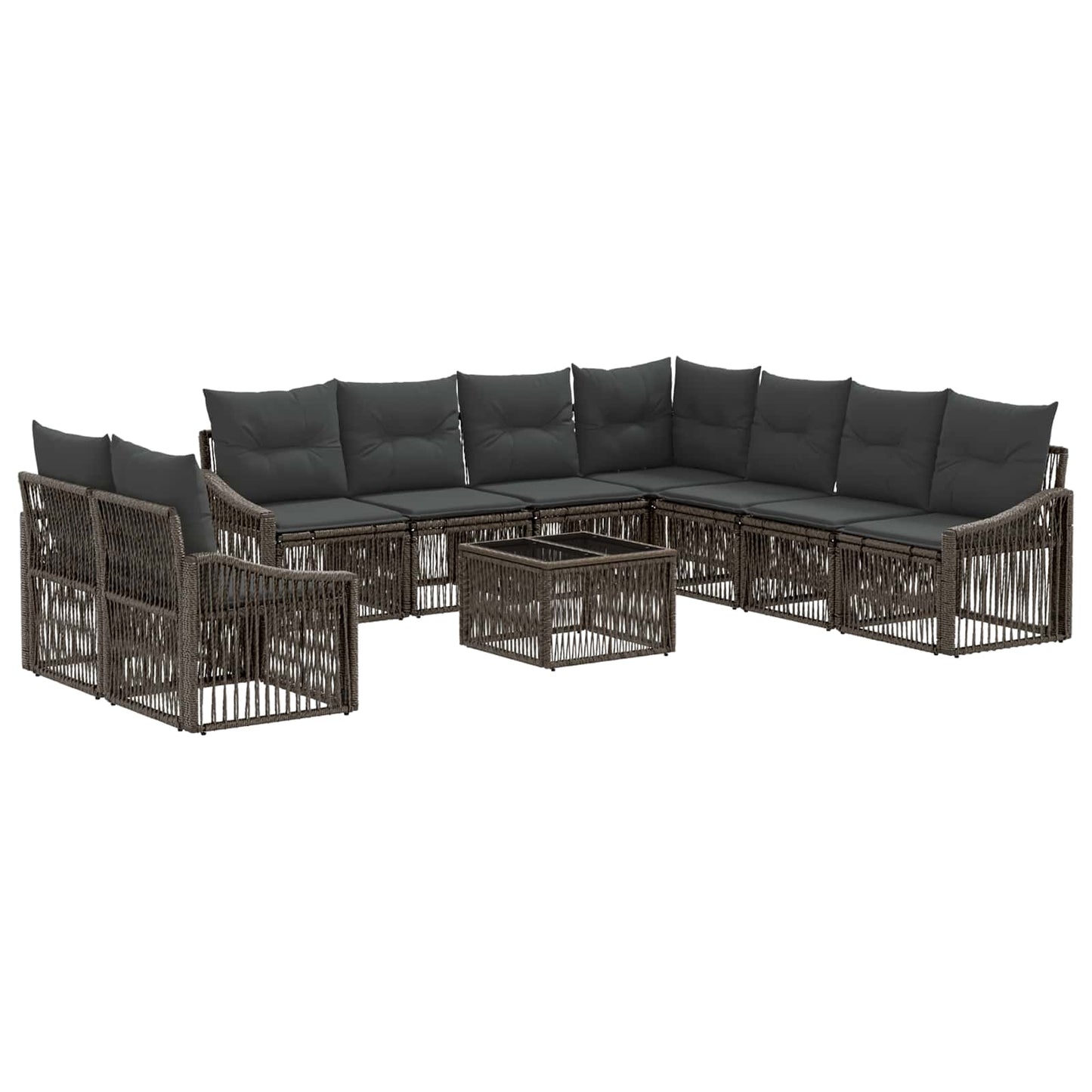 Tuinbankenset 10 pcs Grijs poly rattan is nu te koop bij PeponiXL, paradijselijk wonen!