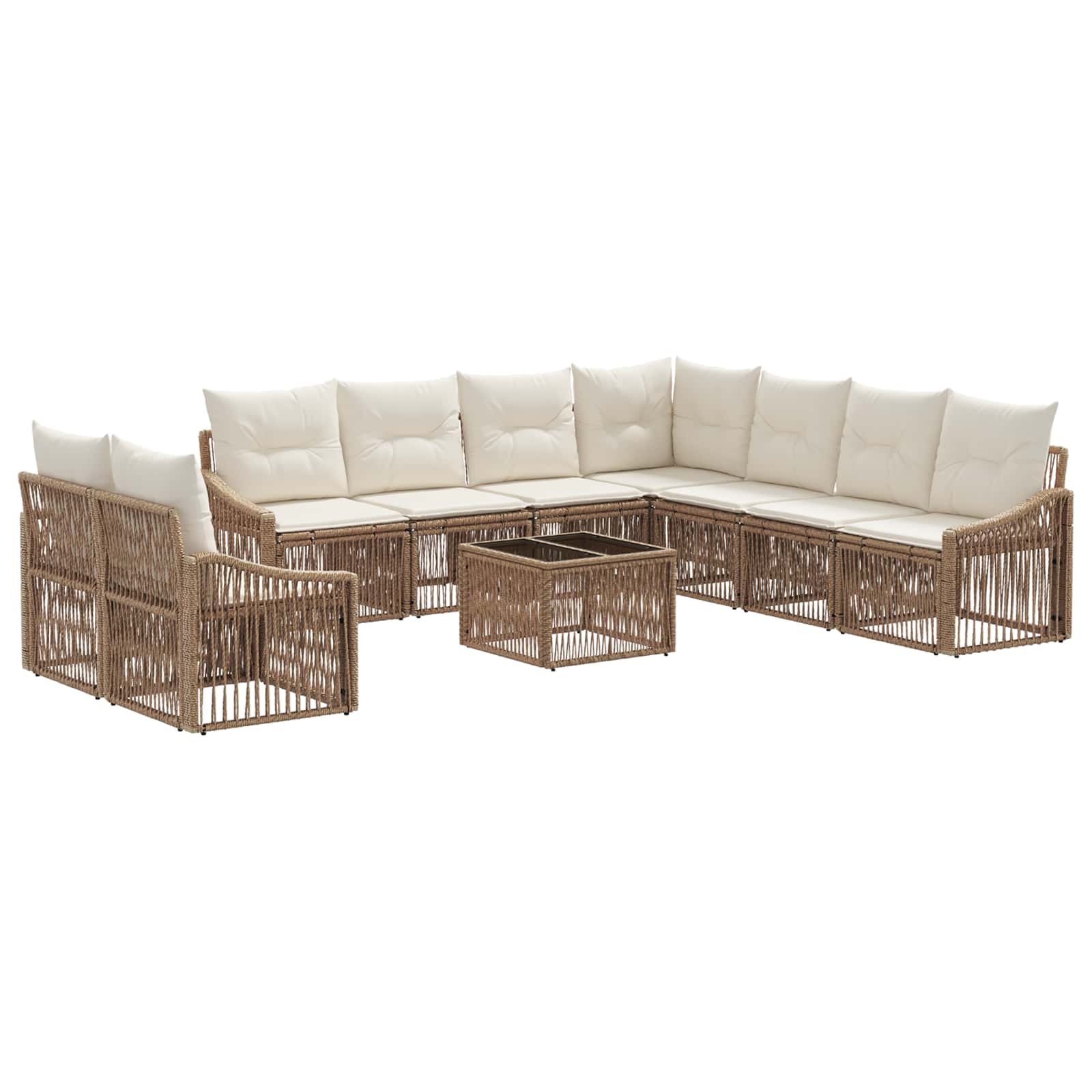 Tuinbankenset 10 pcs Beige poly rattan is nu te koop bij PeponiXL, paradijselijk wonen!