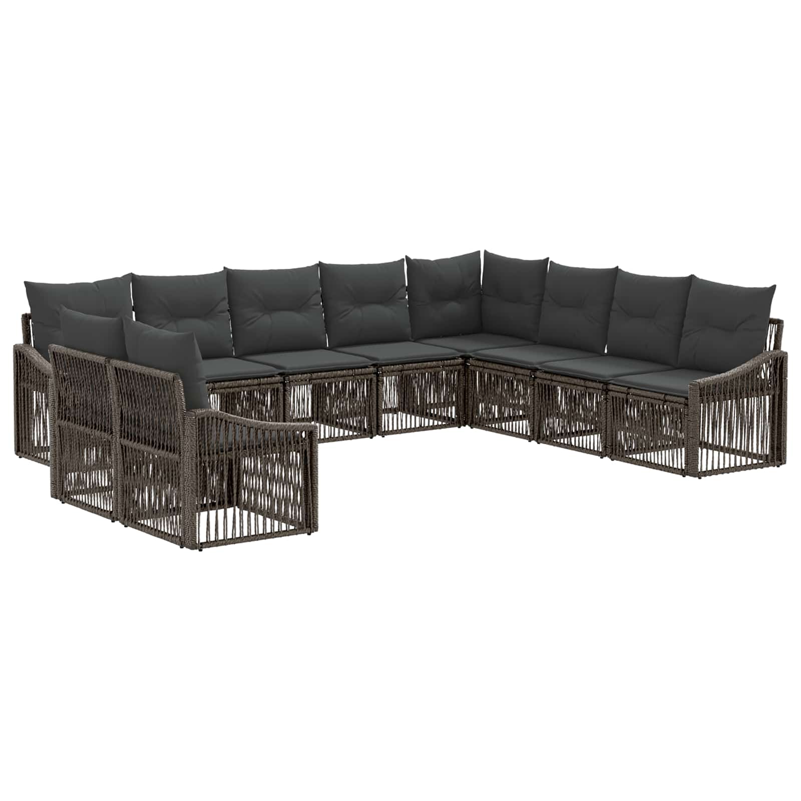 Tuinbankenset 10 pcs Grijs poly rattan is nu te koop bij PeponiXL, paradijselijk wonen!